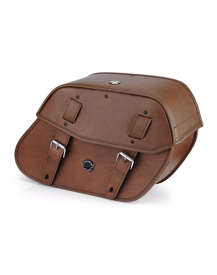 24L - Odin Brown Large Indian Chief Classic Leather Motorcycle Saddlebags