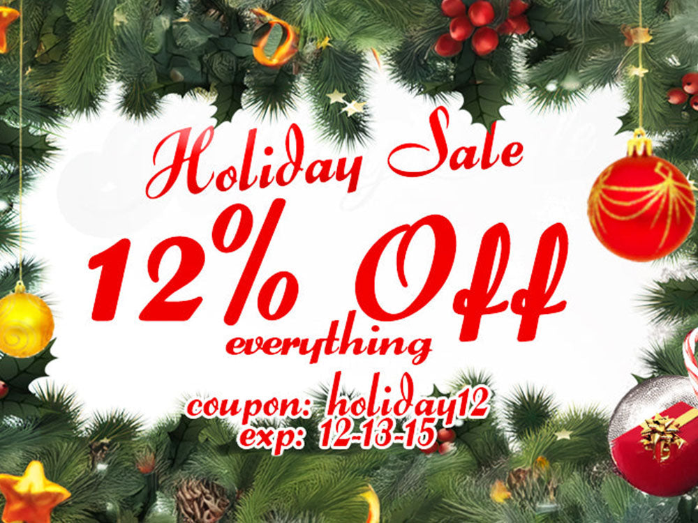 Holiday Sale – 12% Discount On All Items!