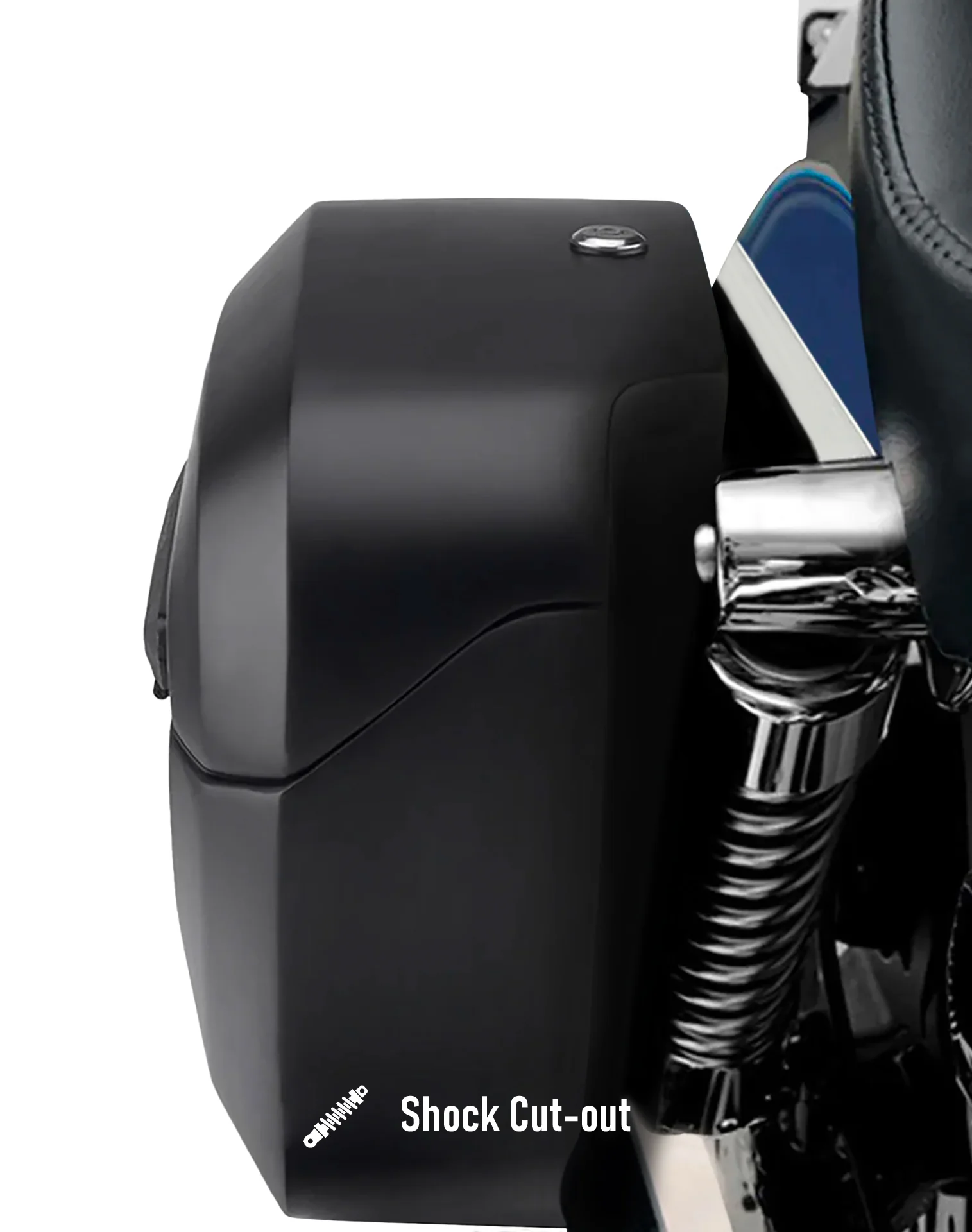 38L - Baldur XL Shock Cut-Out Matte Hard Saddlebags for Harley Dyna Fat Bob FXDF/SE Shock Cut-out View