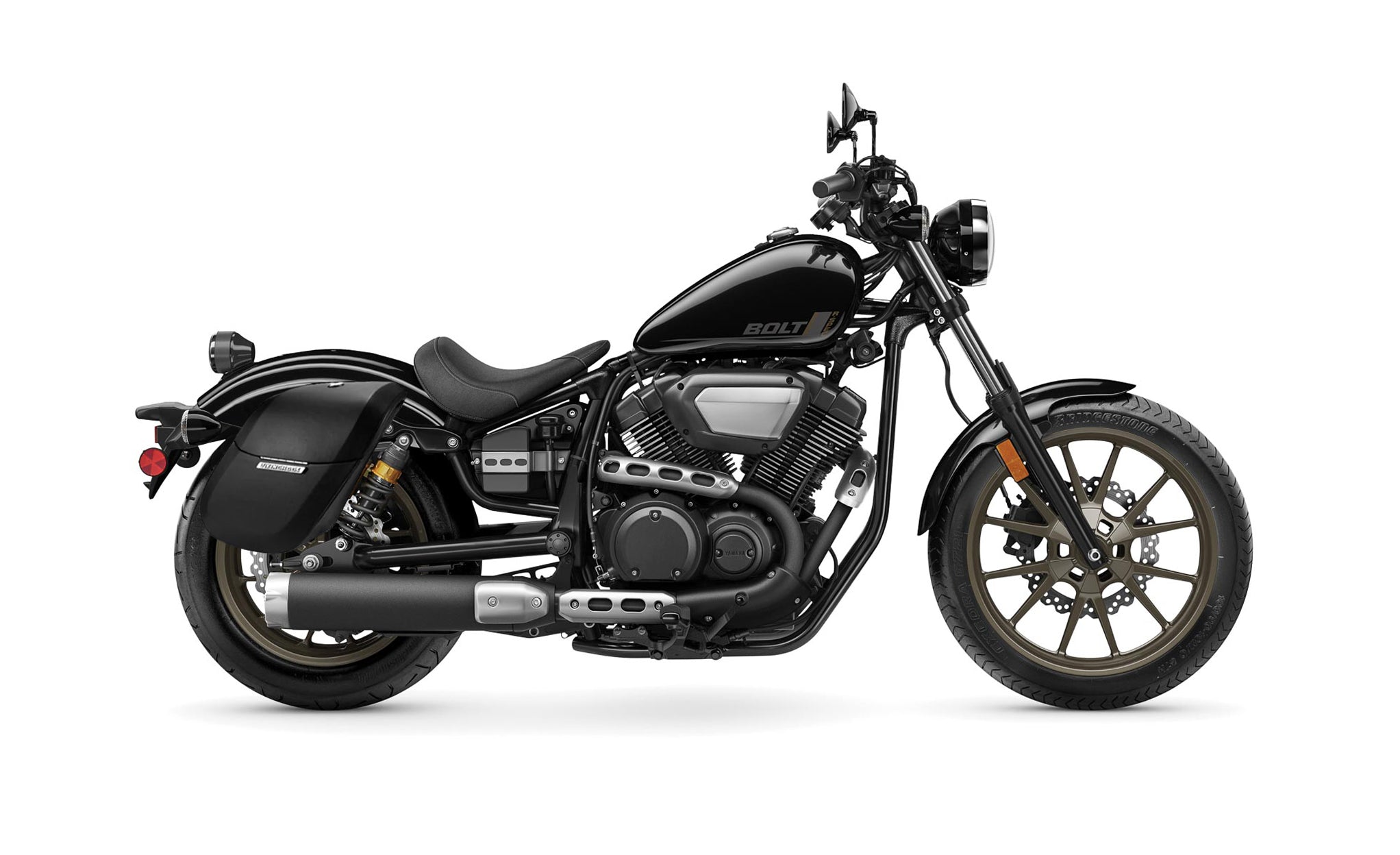 13L - Drifter Medium Yamaha Bolt Specific Leather Wrapped Motorcycle Hard Saddlebags @expand