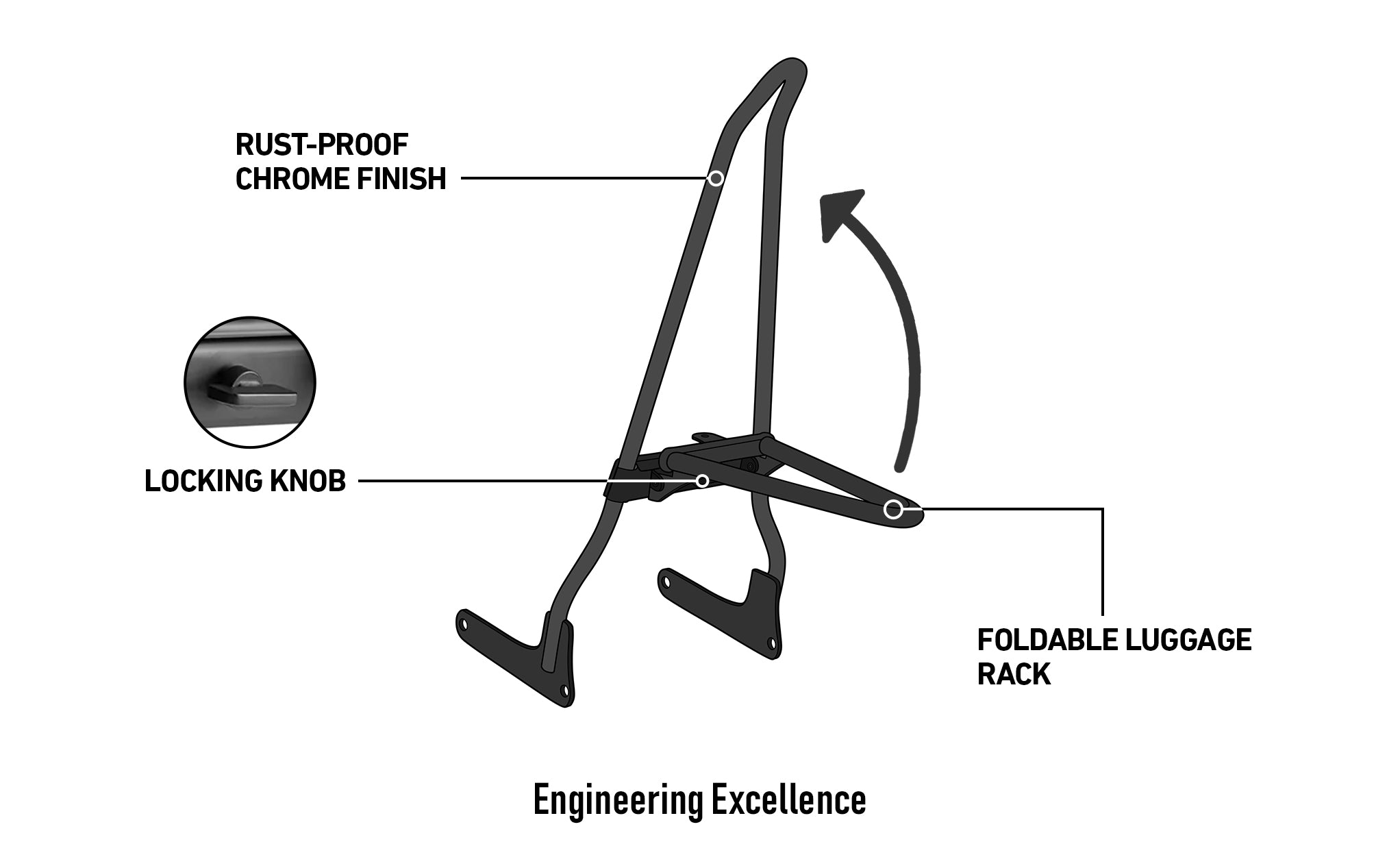 Iron Born Blade 25" Sissy Bar w/ Foldable Luggage Rack for Harley Softail Low Rider S FXLRS Chrome @expand