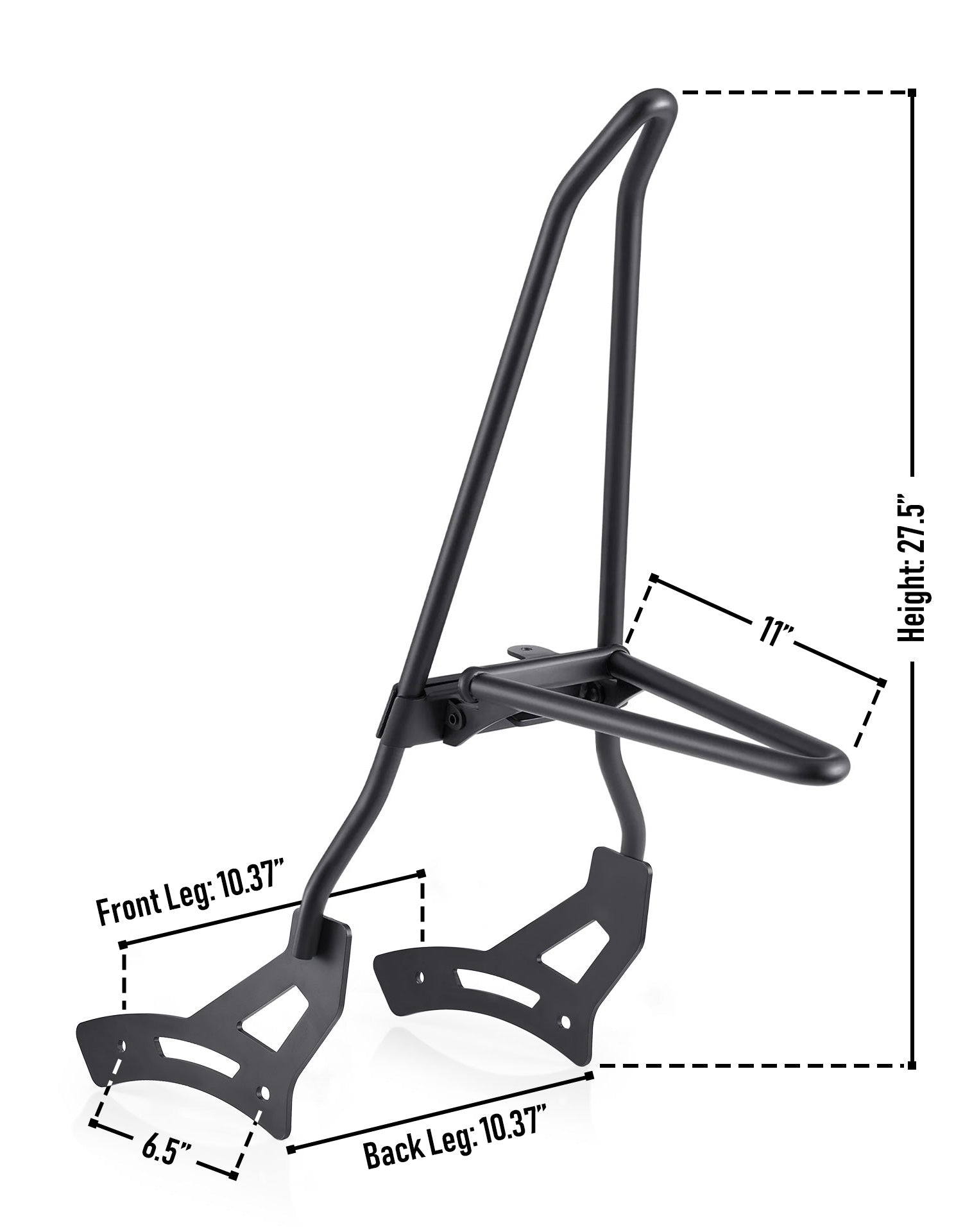 Iron Born Blade 25" Sissy Bar with Foldable Luggage Rack for Honda Rebel 1100 CMX1100 Matte Black Info Image