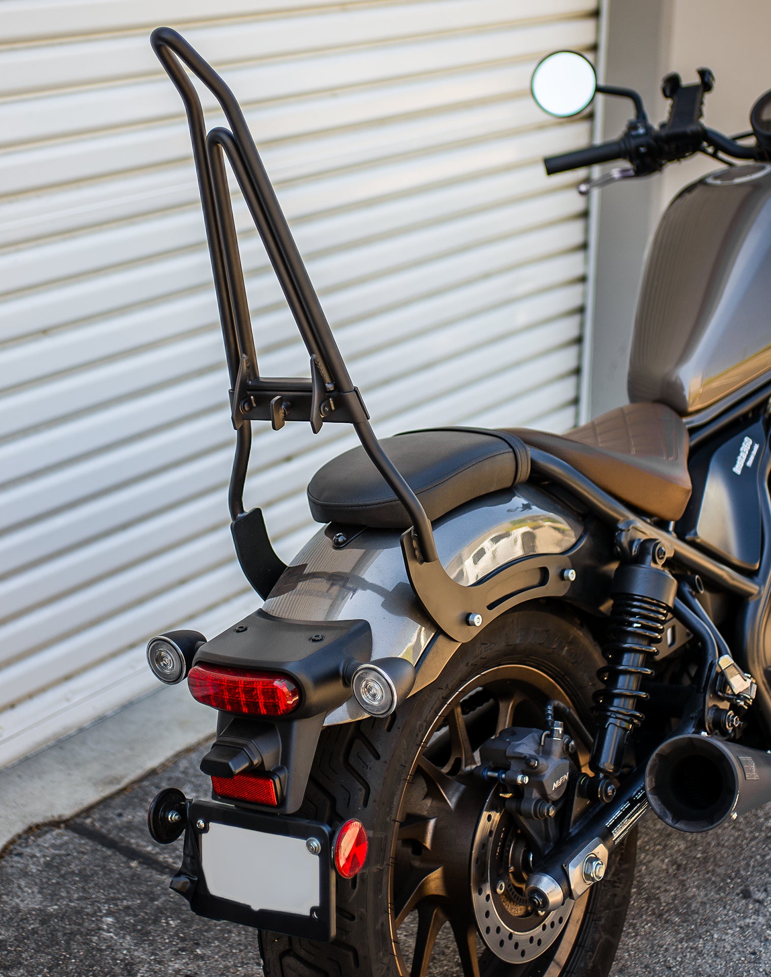 Iron Born Blade 25" Sissy Bar with Foldable Luggage Rack for Honda Rebel 500/ABS Matte Black v4