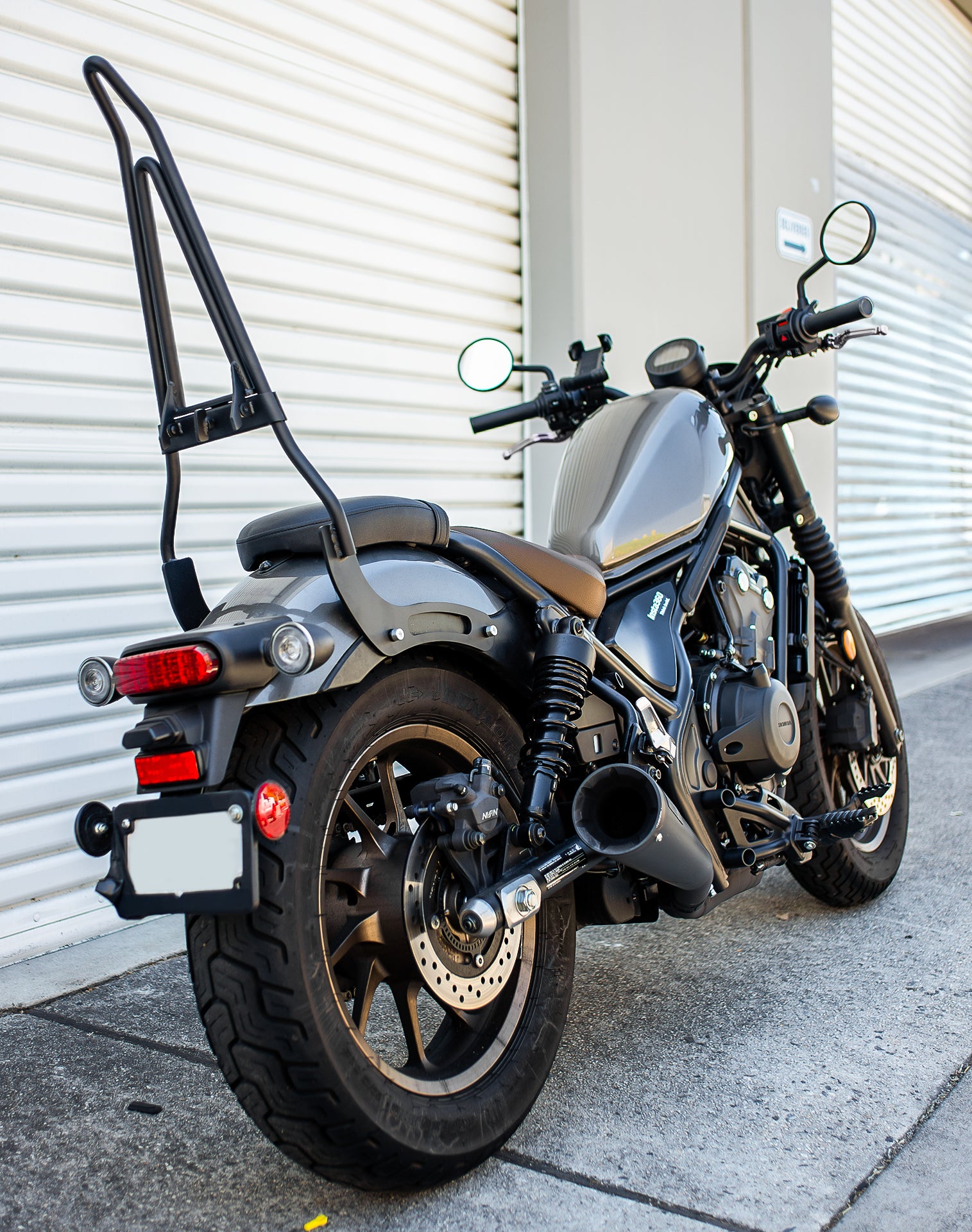 Iron Born Blade 25" Sissy Bar with Foldable Luggage Rack for Honda Rebel 500/ABS Matte Black v1