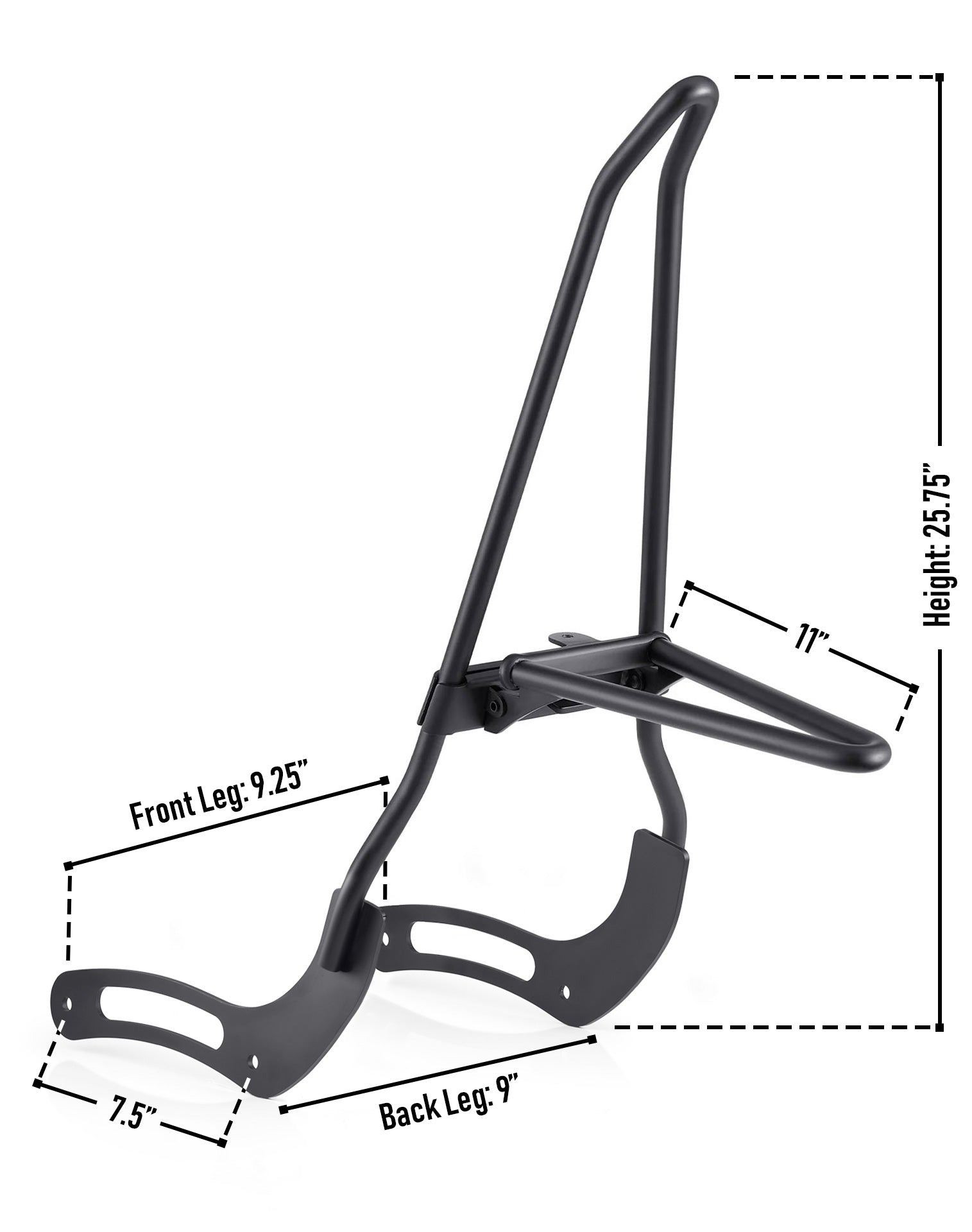 Iron Born Blade 25" Sissy Bar with Foldable Luggage Rack for Honda Rebel 500/ABS Matte Black Info Image