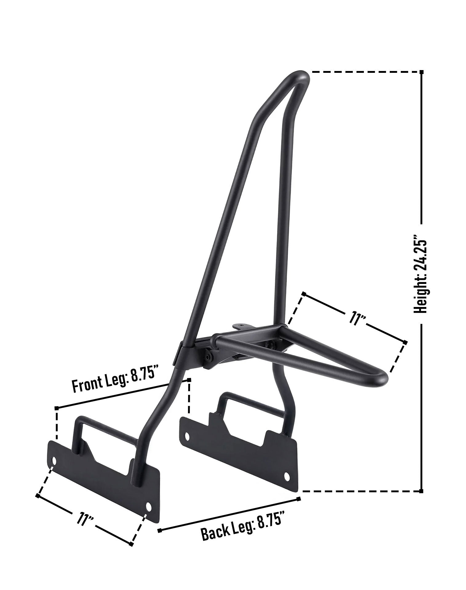 Iron Born Blade 25" Indian Scout Sissy Bar with Foldable Luggage Rack Matte Black