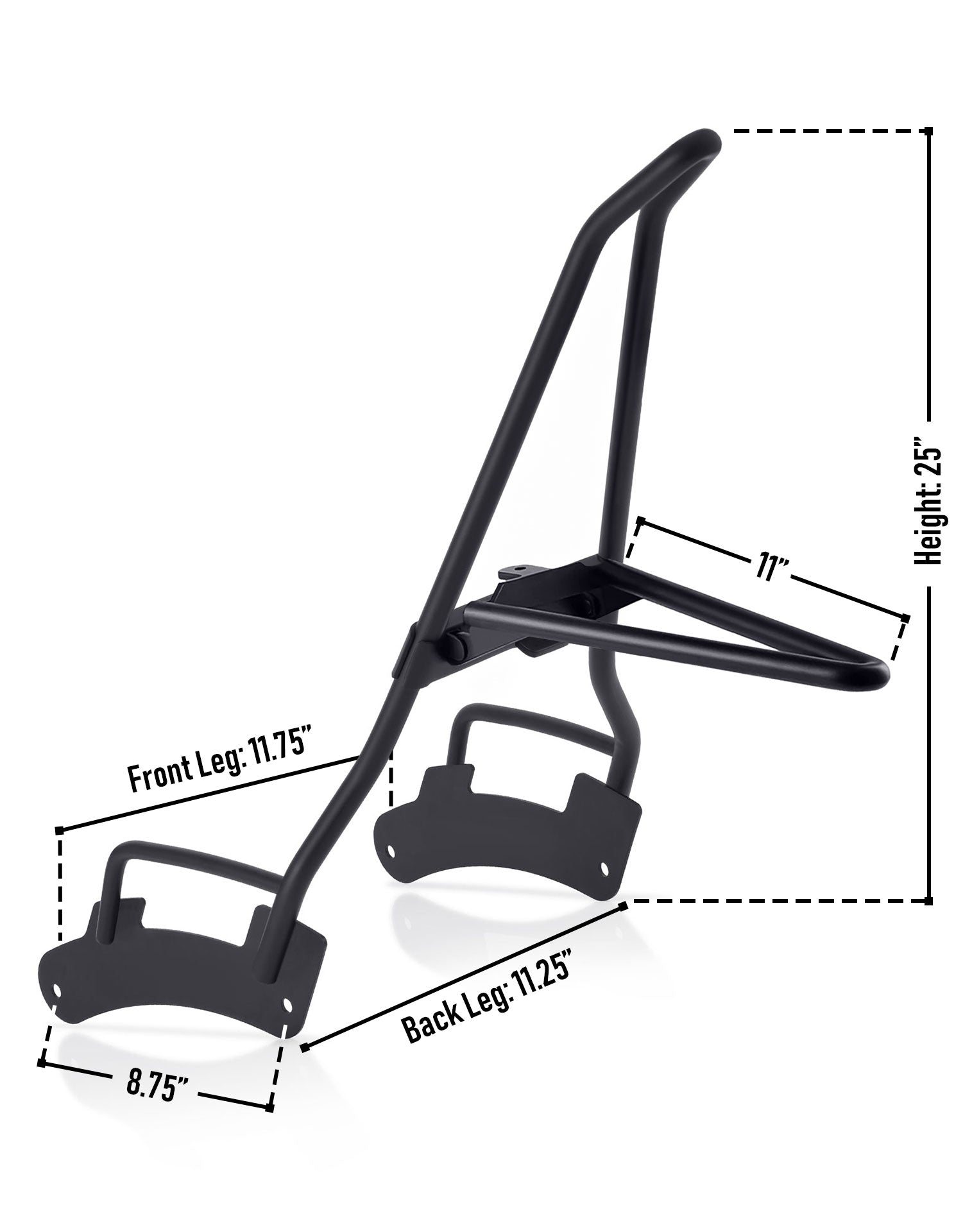 Iron Born Blade 25" Indian Chief (2022+) Sissy Bar with Foldable Luggage Rack Matte Black Info