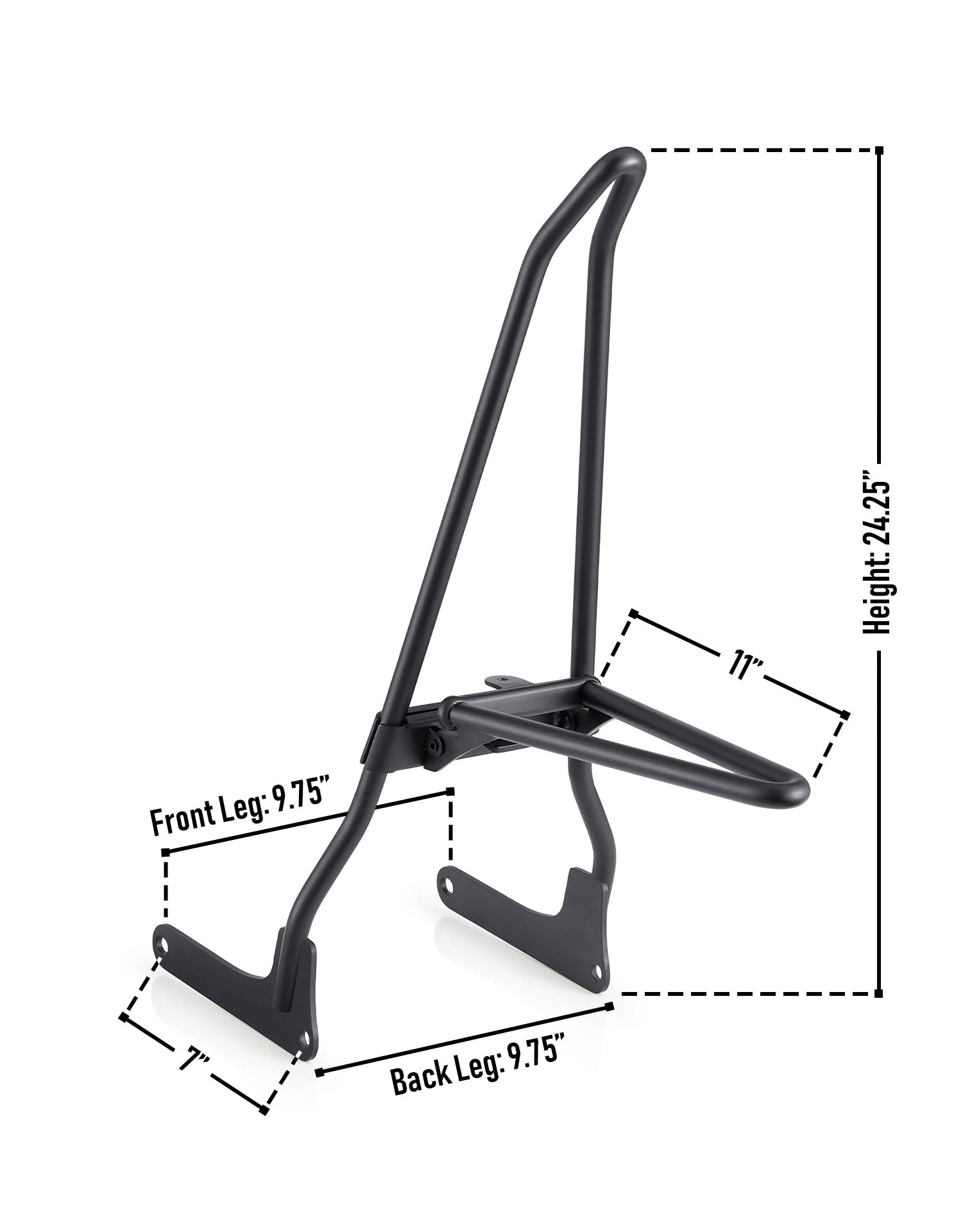 Iron Born Blade 25" Sissy Bar with Foldable Luggage Rack for Harley Softail Deluxe FLDE Matte Black Info