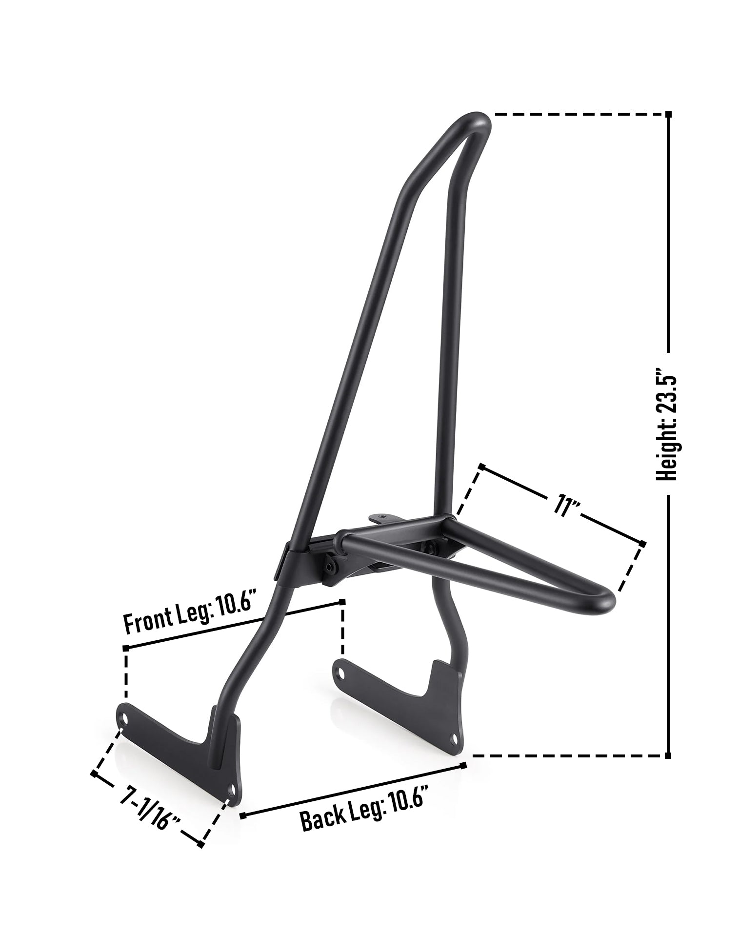 Iron Born Blade 25" Sissy Bar with Foldable Luggage Rack for Harley Softail Low Rider S FXLRS Matte Black Dimension