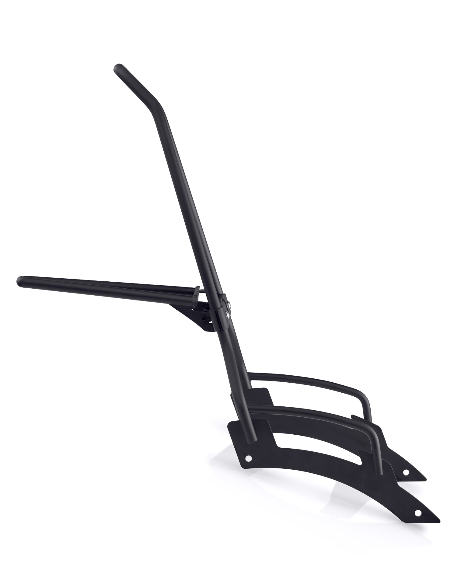 Iron Born Blade 25 Inch Sissy Bar With Foldable Luggage Rack For Scout Bobber Matte Black Side view