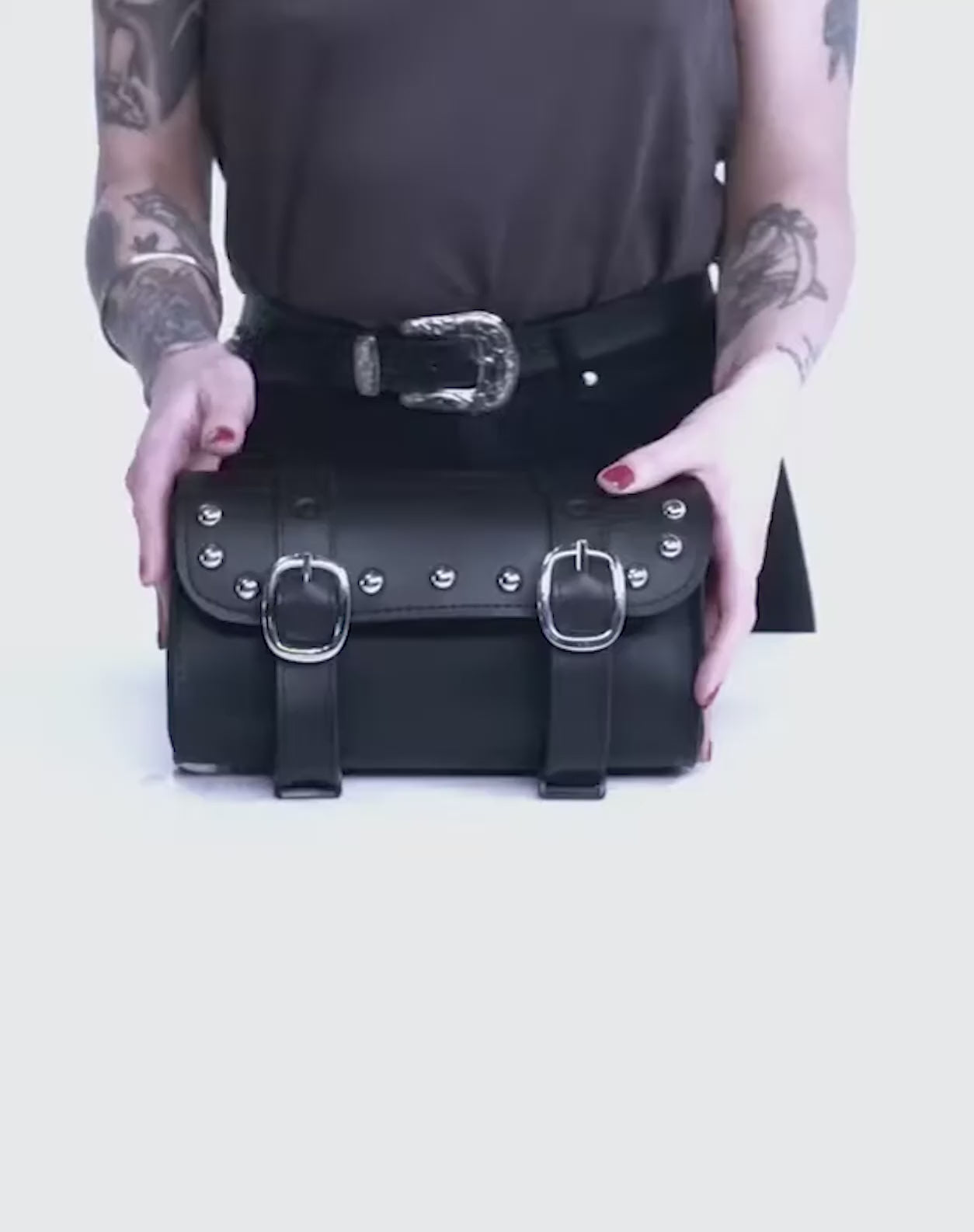 Viking Armor Studded Royal Enfield Leather Motorcycle Handlebar Bag Video