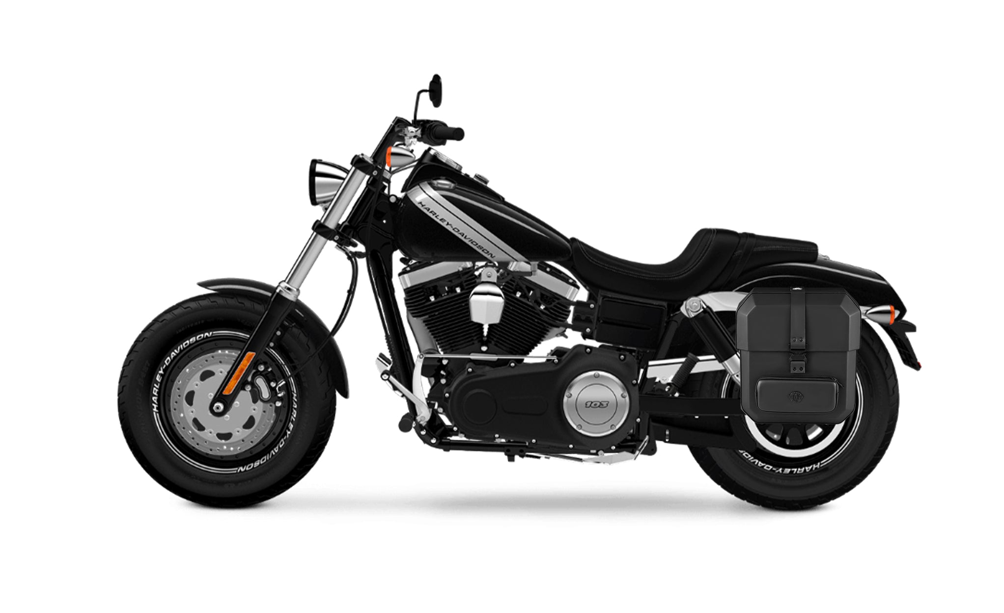 Viking 15L Outlaw Quick Mount Medium Harley Dyna Fat Bob Fxdf Solo Hard Saddlebag Left Only Bag on Bike @expand