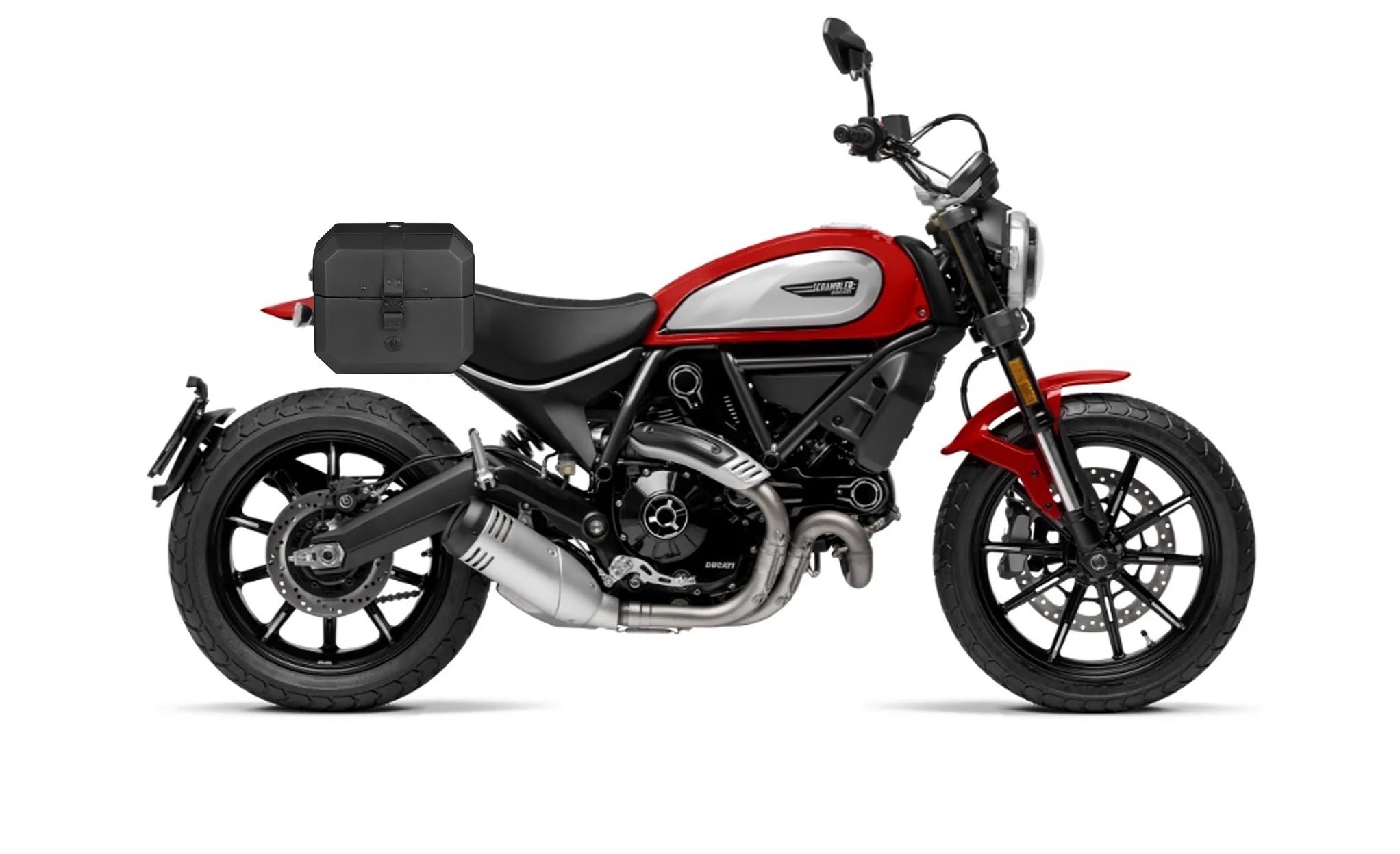 10L - Outlaw Quick Mount Small Ducati Scrambler (2014-17) Solo Hard Saddlebag (Right Only) Bag on Bike @expand