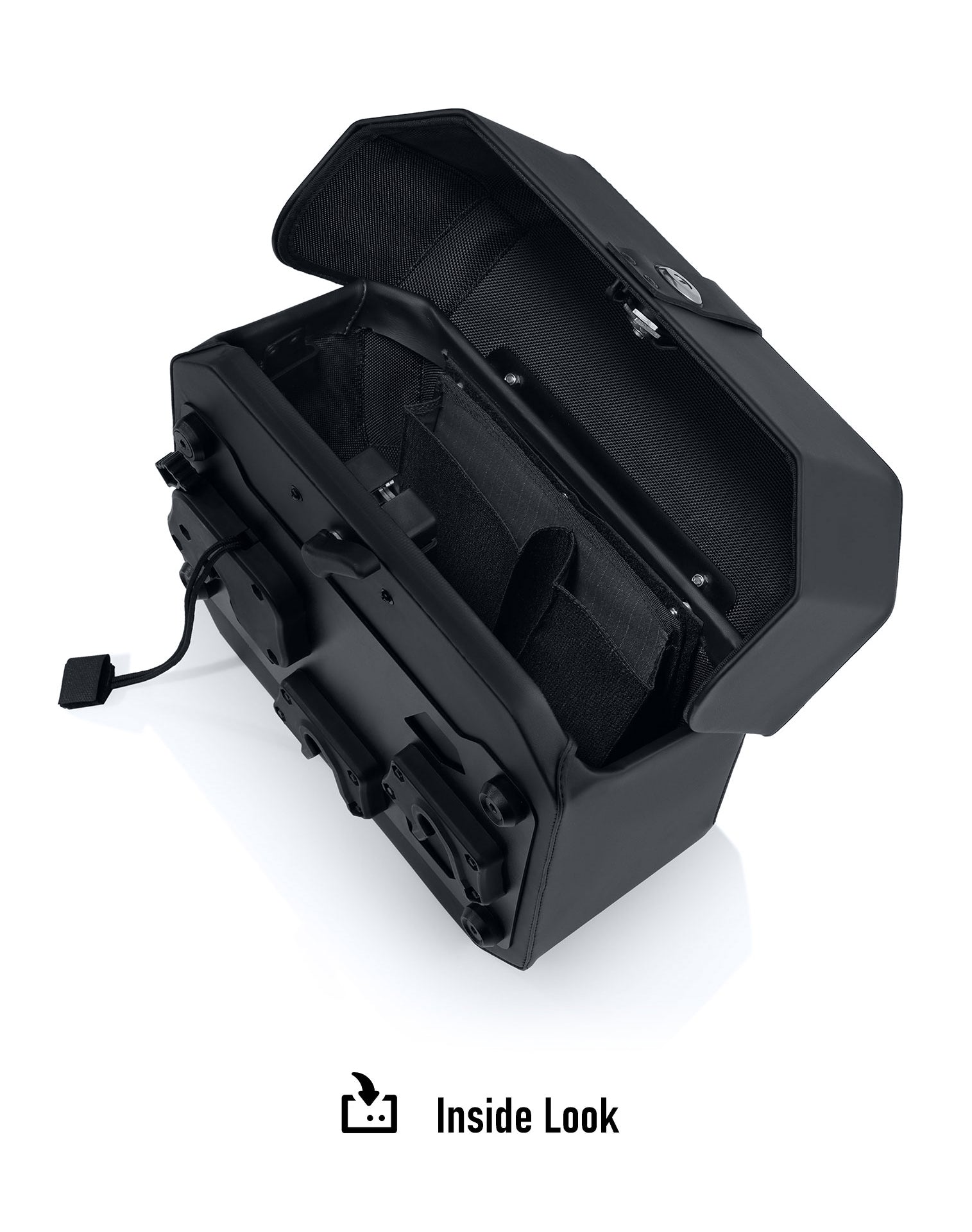 10L - Outlaw Quick Mount Small Ducati Scrambler (2023+) Hard Solo Saddlebag (Left Only) Inside View