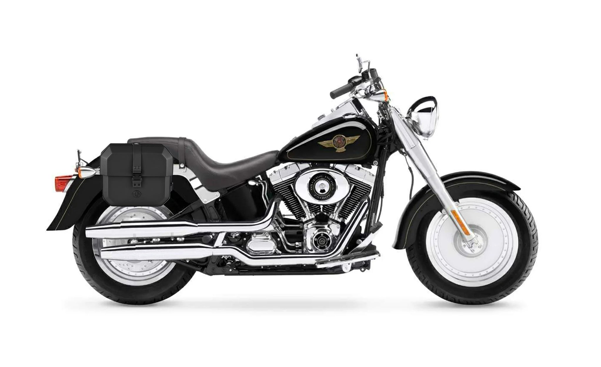 Viking 10L Outlaw Quick Mount Small Harley Softail Fat Boy Flstf I Hard Solo Saddlebag Right Only Bag on Bike @expand