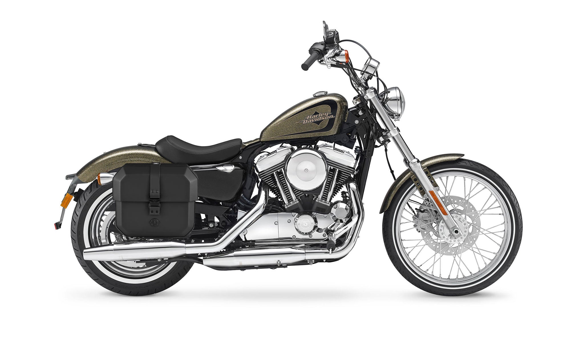 10L - Outlaw Quick Mount Small Harley Sportster Seventy Two 72 Solo Hard Saddlebag (Right Only) Bag on Bike @expand