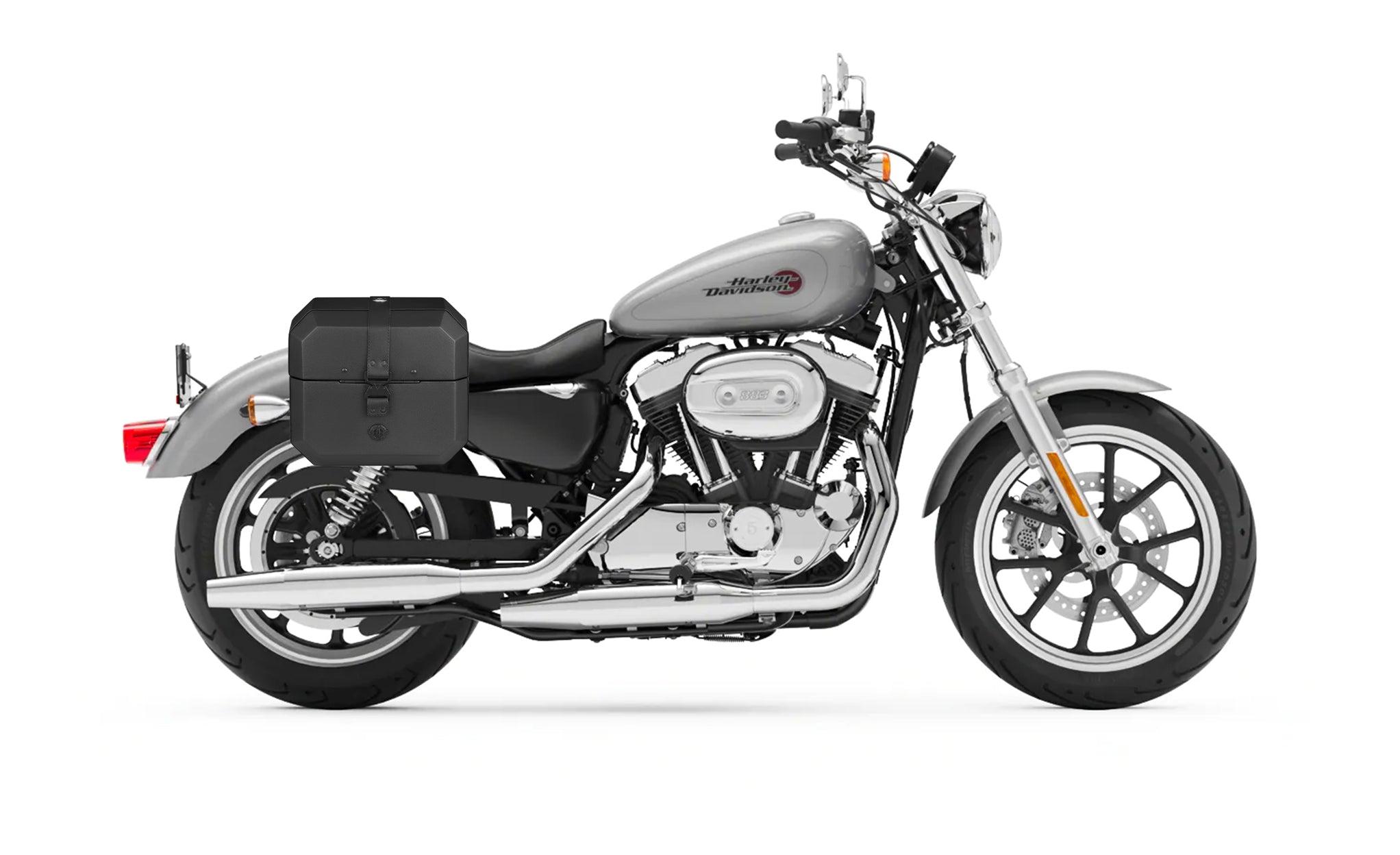 10L - Outlaw Quick Mount Small Harley Sportster Superlow Solo Hard Saddlebag (Right Only) Bag on Bike @expand