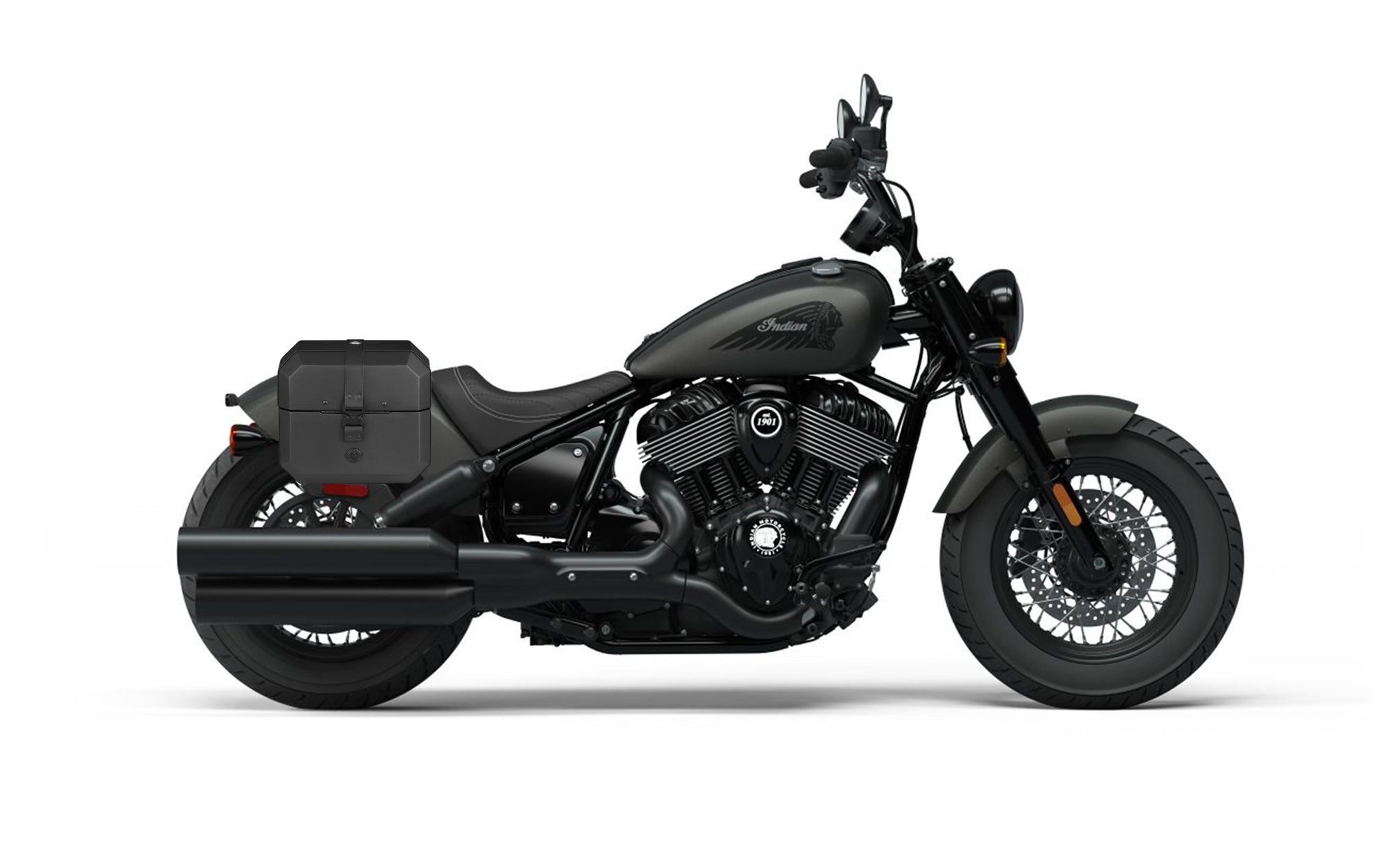 10L - Outlaw Quick-Mount Small Indian Chief Bobber Dark Horse (2022+) Solo Hard Saddlebag (Right Only) Bag on Bike @expand