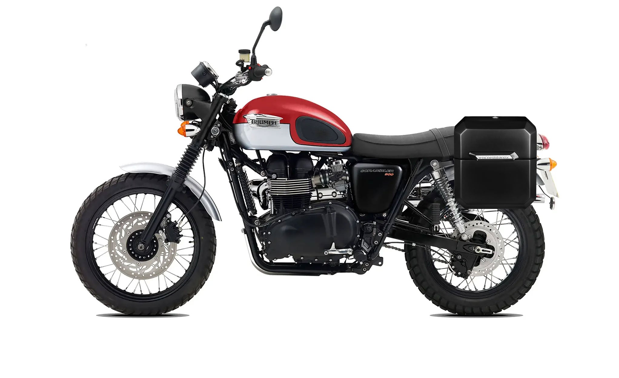 15L - Outlaw Quick Mount Medium Triumph Scrambler Painted Hard Solo Saddlebag (Left Only) Bag on Bike @expand