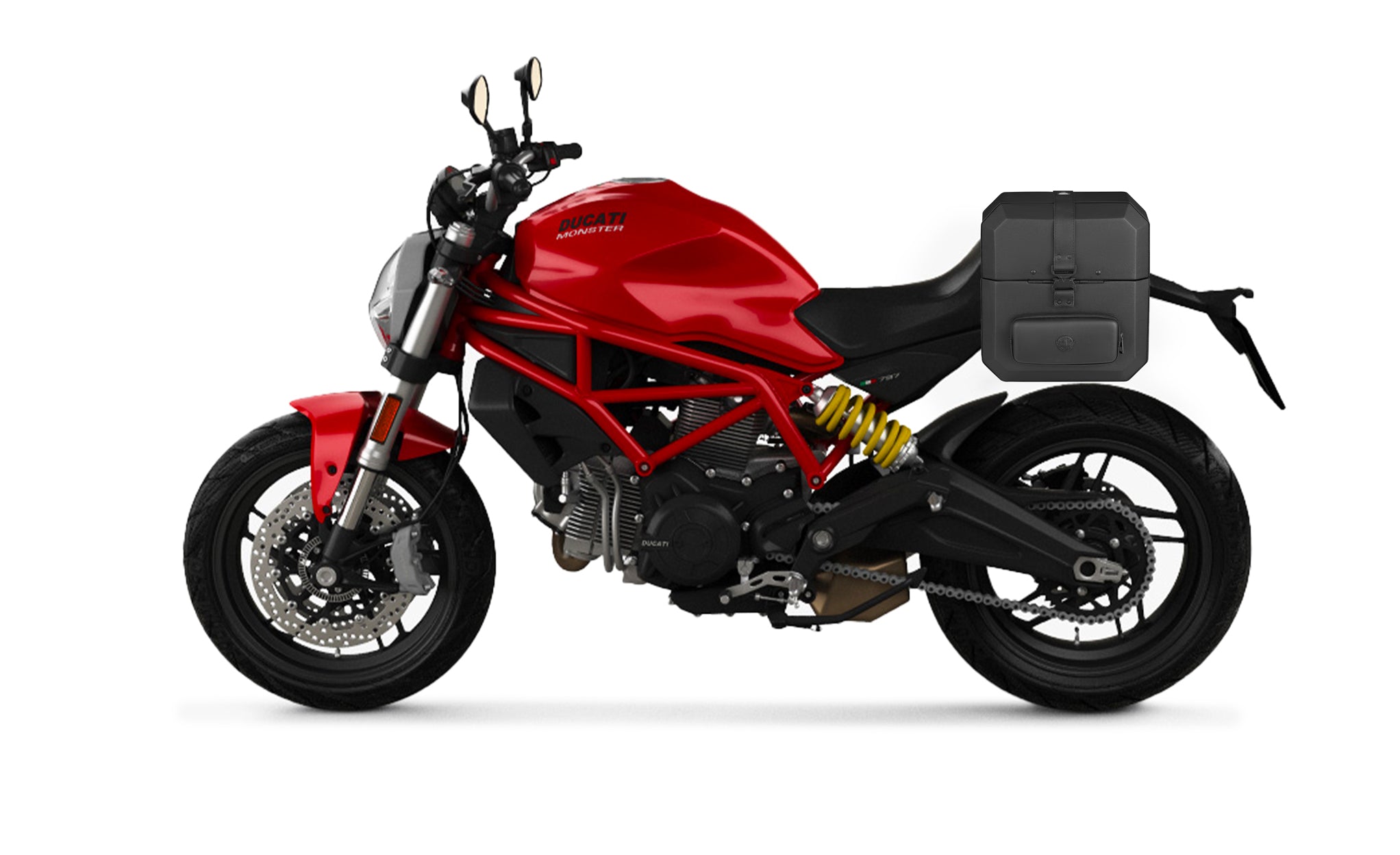 15L - Outlaw Quick Mount Medium Ducati Monster 797 Hard Solo Saddlebag (Left Only) Bag on Bike @expand