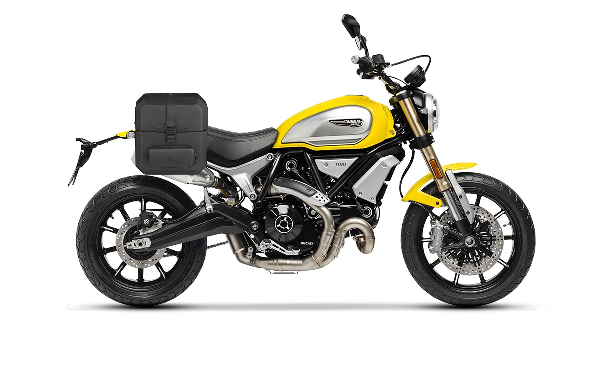 15L - Outlaw Quick Mount Medium Ducati Scrambler 1100/Special/Sport Hard Solo Saddlebag (Right Only) Bag on Bike @expand