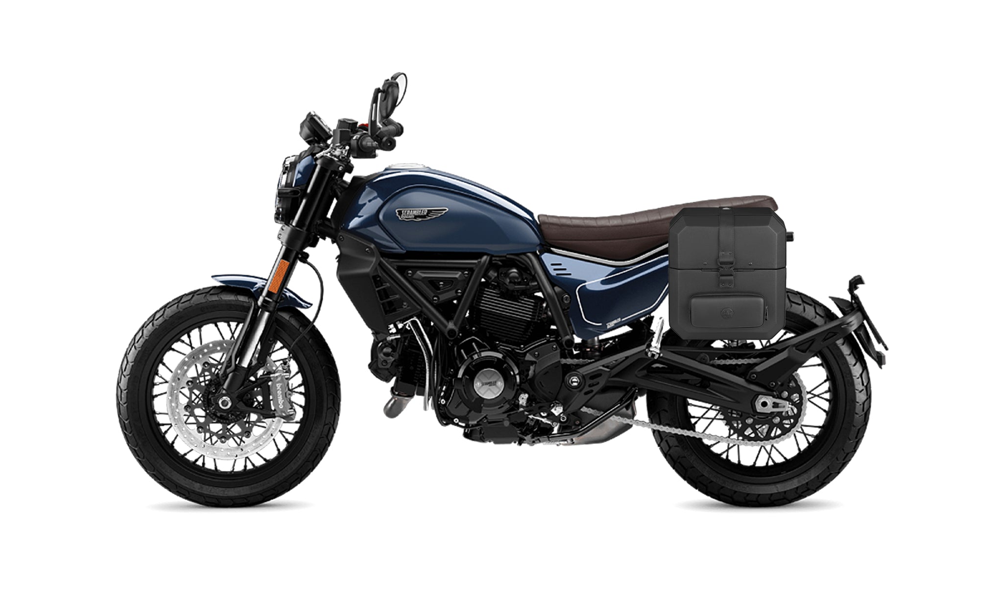 15L - Outlaw Quick Mount Medium Ducati Scrambler (2023+) Hard Solo Saddlebag (Left Only) Bag on Bike @expand