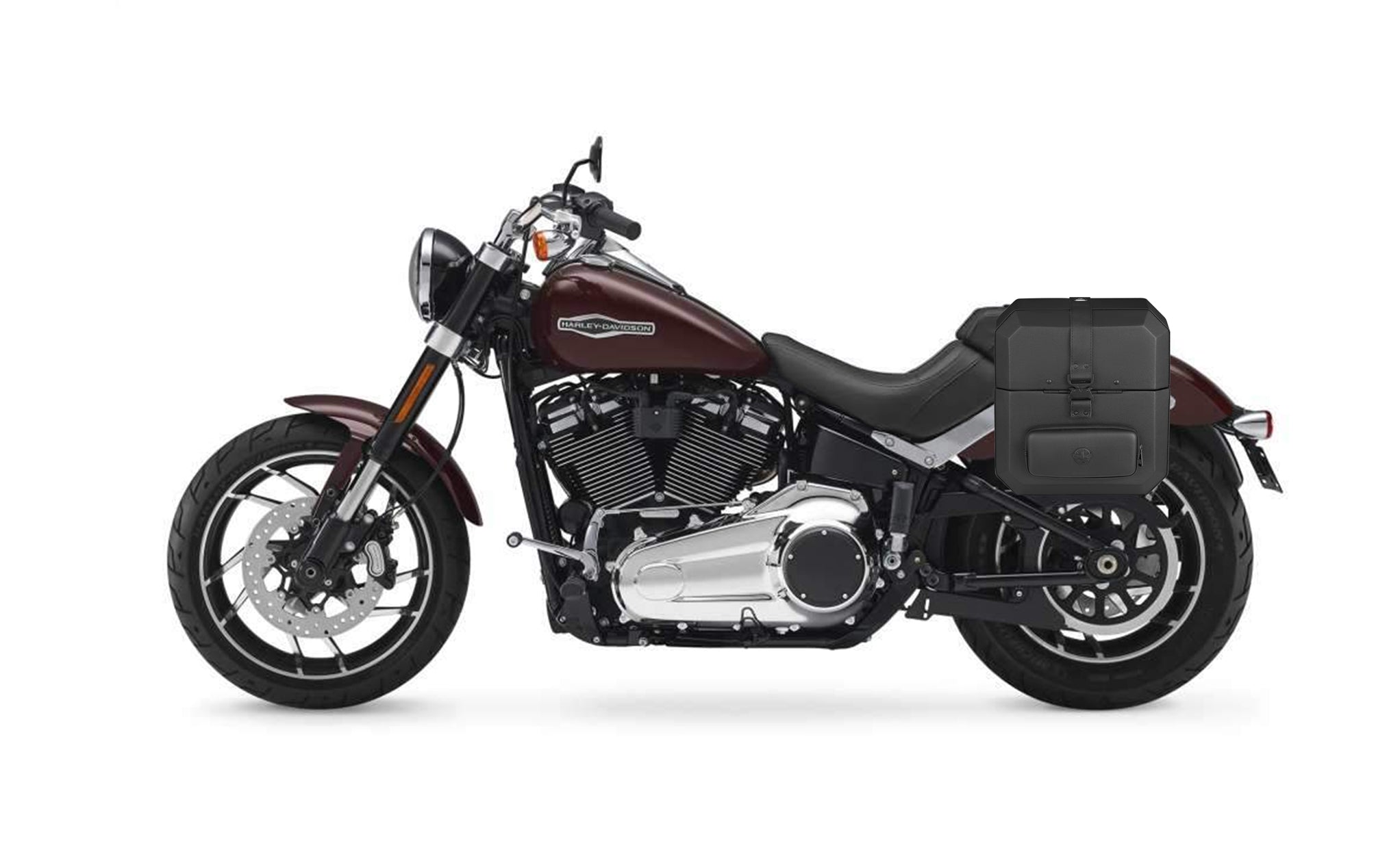 15L - Outlaw Quick Mount Medium Harley Softail Sport Glide Hard Solo Saddlebag (Left Only) Bag on Bike @expand