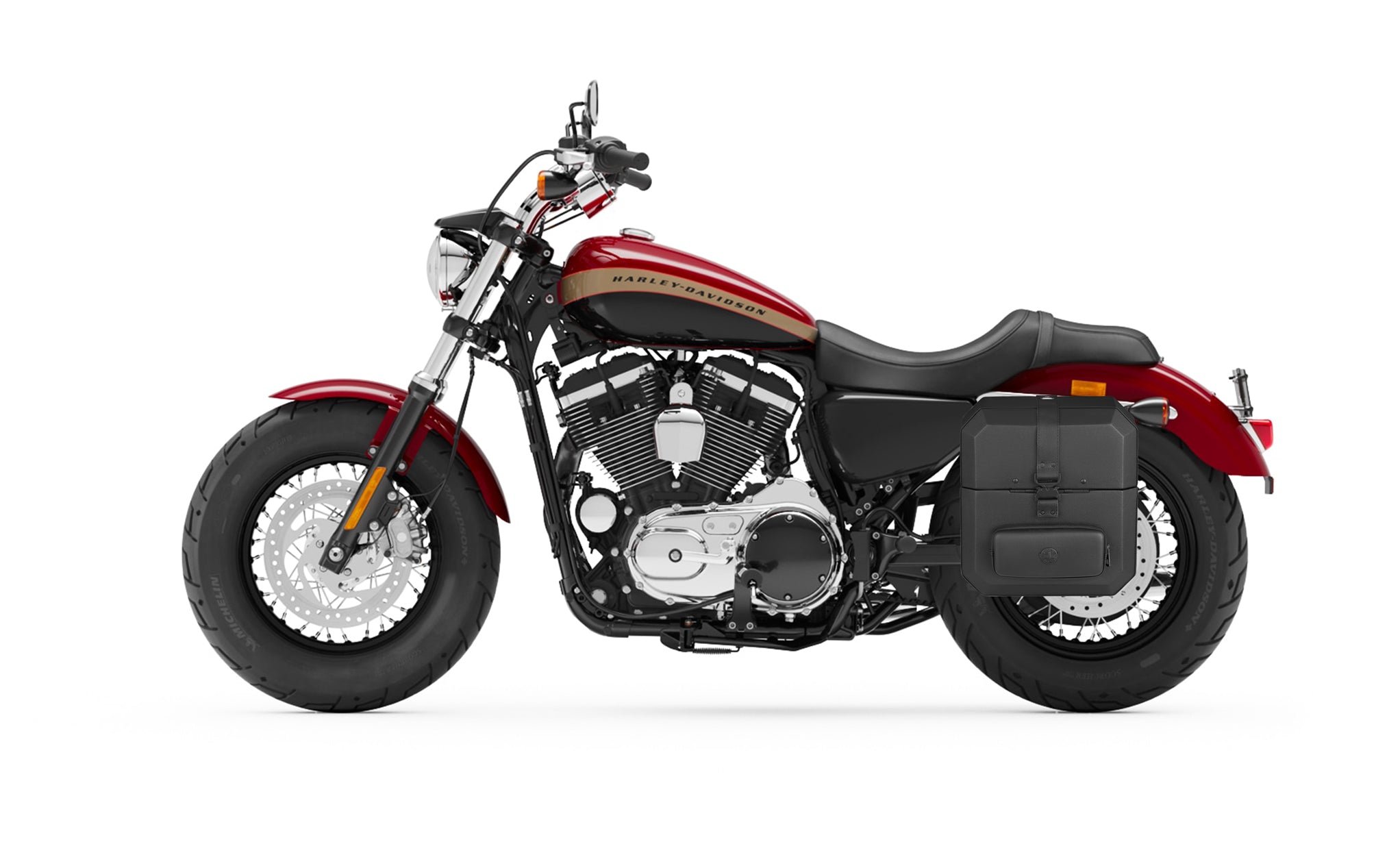 15L - Outlaw Quick Mount Medium Harley Sportster 1200 Custom XL1200C Hard Solo Saddlebag (Left Only) Bag on Bike @expand