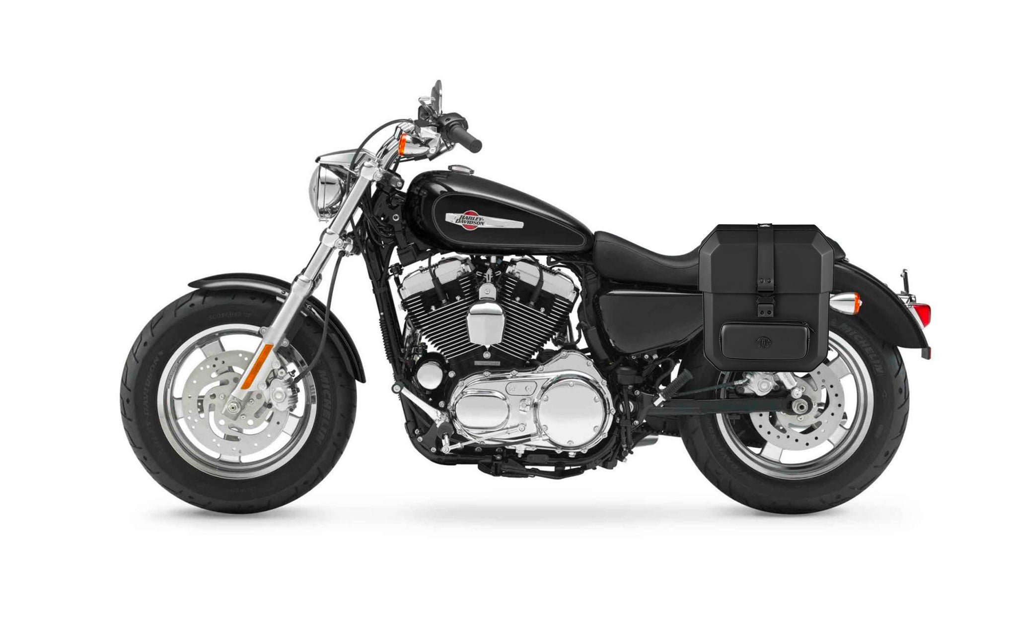 15L - Outlaw Quick Mount Medium Harley Sportster 1200 Low XL1200L Hard Solo Saddlebag (Left Only) @expand