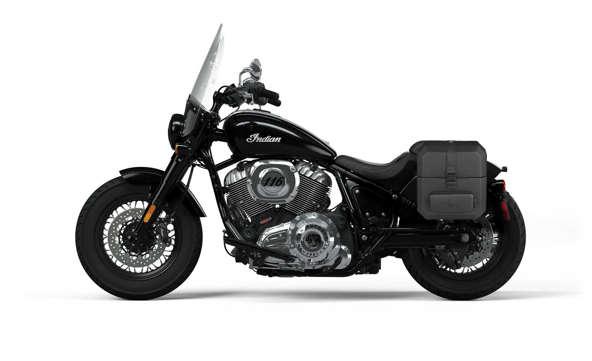 15L - Outlaw Quick-Mount Medium Indian Super Chief (2022+) Hard Solo Saddlebag (Left Only) Bag on Bike @expand