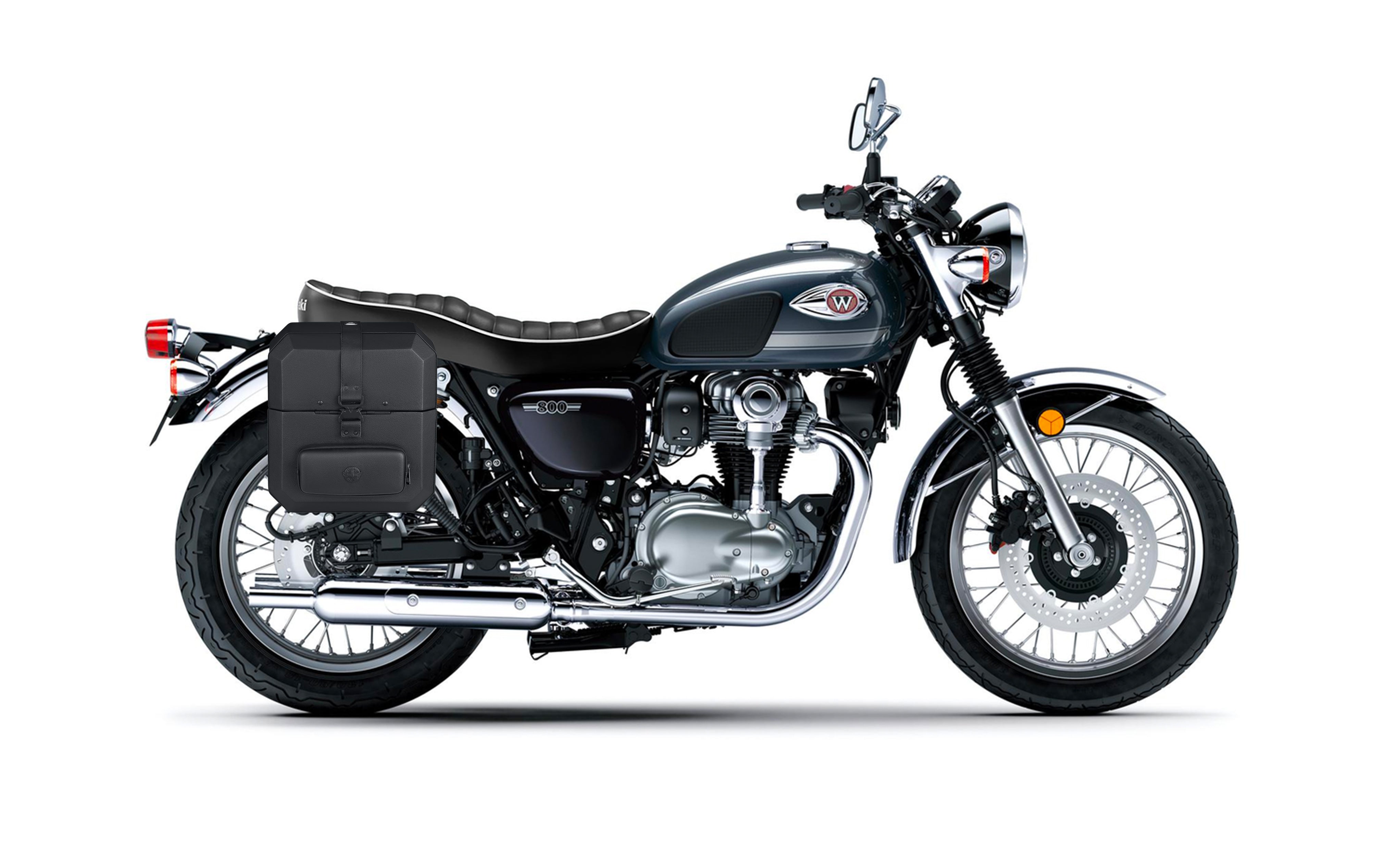 15L - Outlaw Quick Mount Medium Kawasaki W800 Hard Solo Saddlebag (Right Only) Bag on Bike @expand