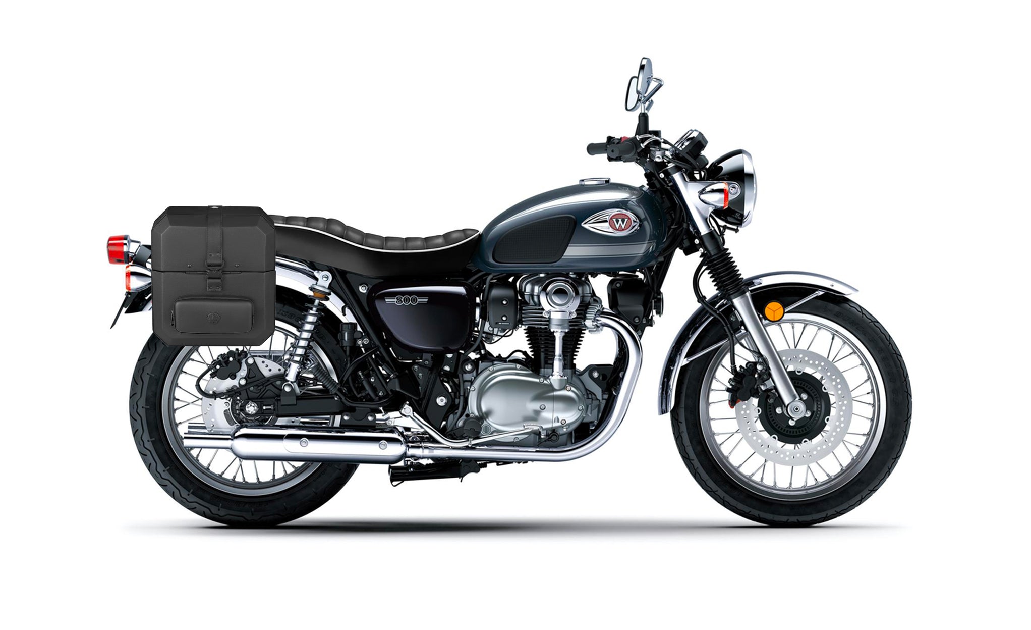 15L - Outlaw Quick Mount Medium Kawasaki W800 Hard Solo Saddlebag (Right Only) Bag on Bike @expand