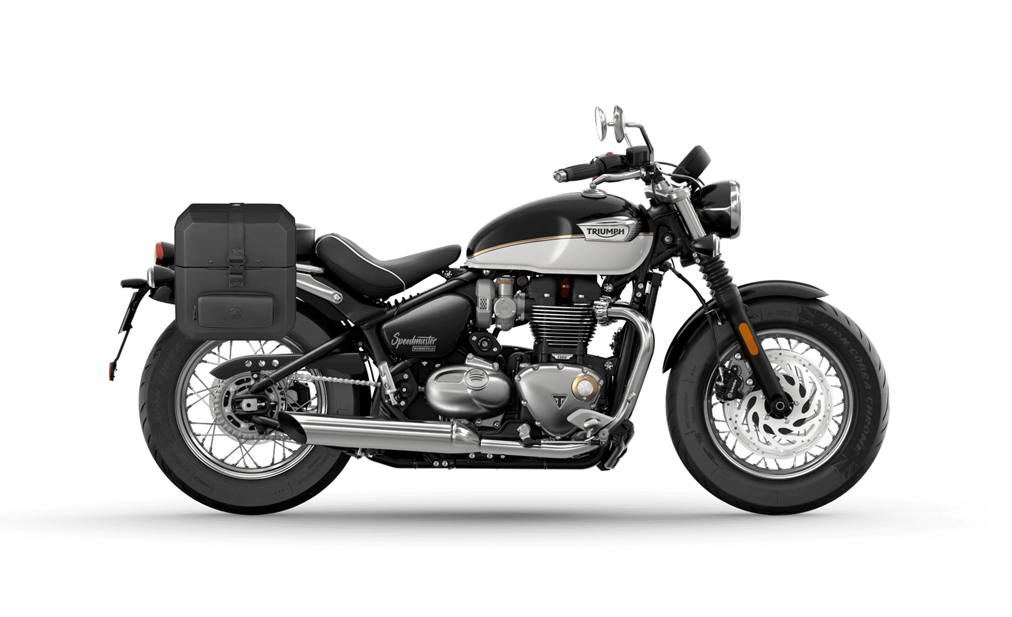 15L - Outlaw Quick Mount Medium Triumph Bonneville Speedmaster Hard Solo Saddlebag (Right Only) Bag on Bike @expand