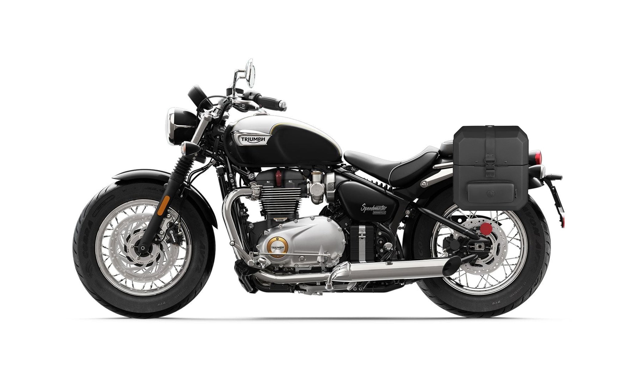 15L - Outlaw Quick Mount Medium Triumph Bonneville Speedmaster Hard Solo Saddlebag (Left Only) Bag on Bike @expand