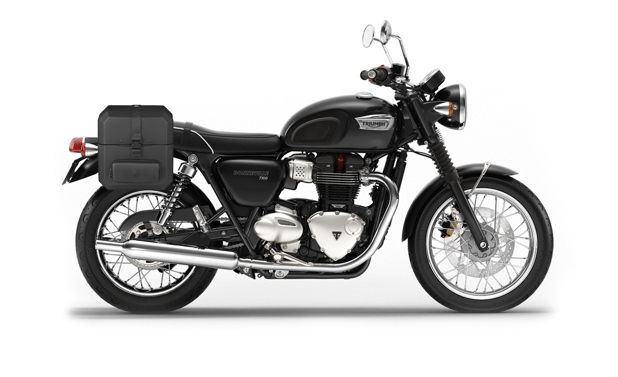 15L - Outlaw Quick Mount Medium Triumph Bonneville T100 Hard Solo Saddlebag (Right Only) Bag on Bike @expand