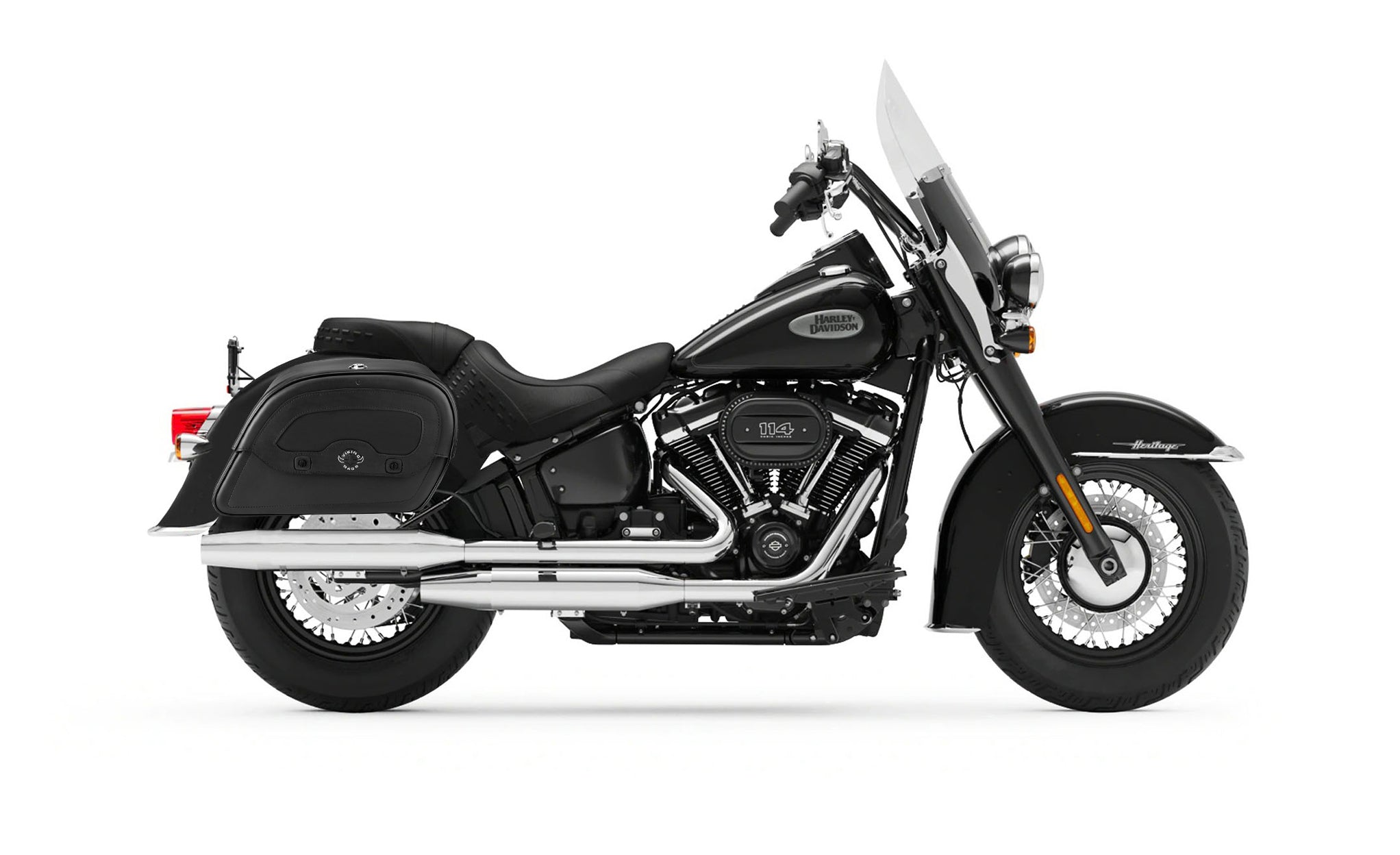 28L - Warrior Medium Quick-Mount Motorcycle Saddlebags For Harley Softail Heritage FLHC/S @expand