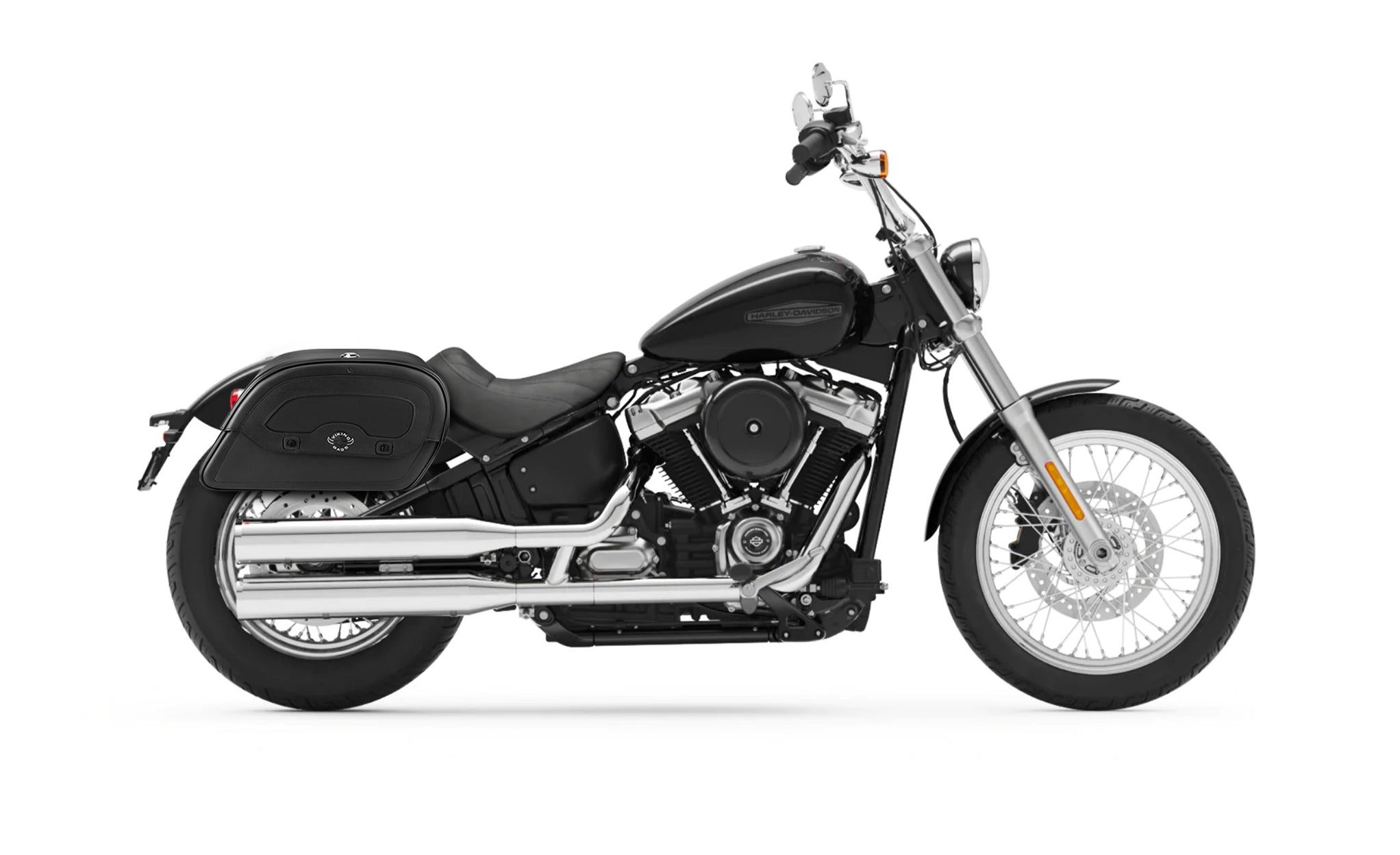 22L - Warrior Medium Quick-Mount Motorcycle Saddlebags For Harley Softail Standard FXST @expand