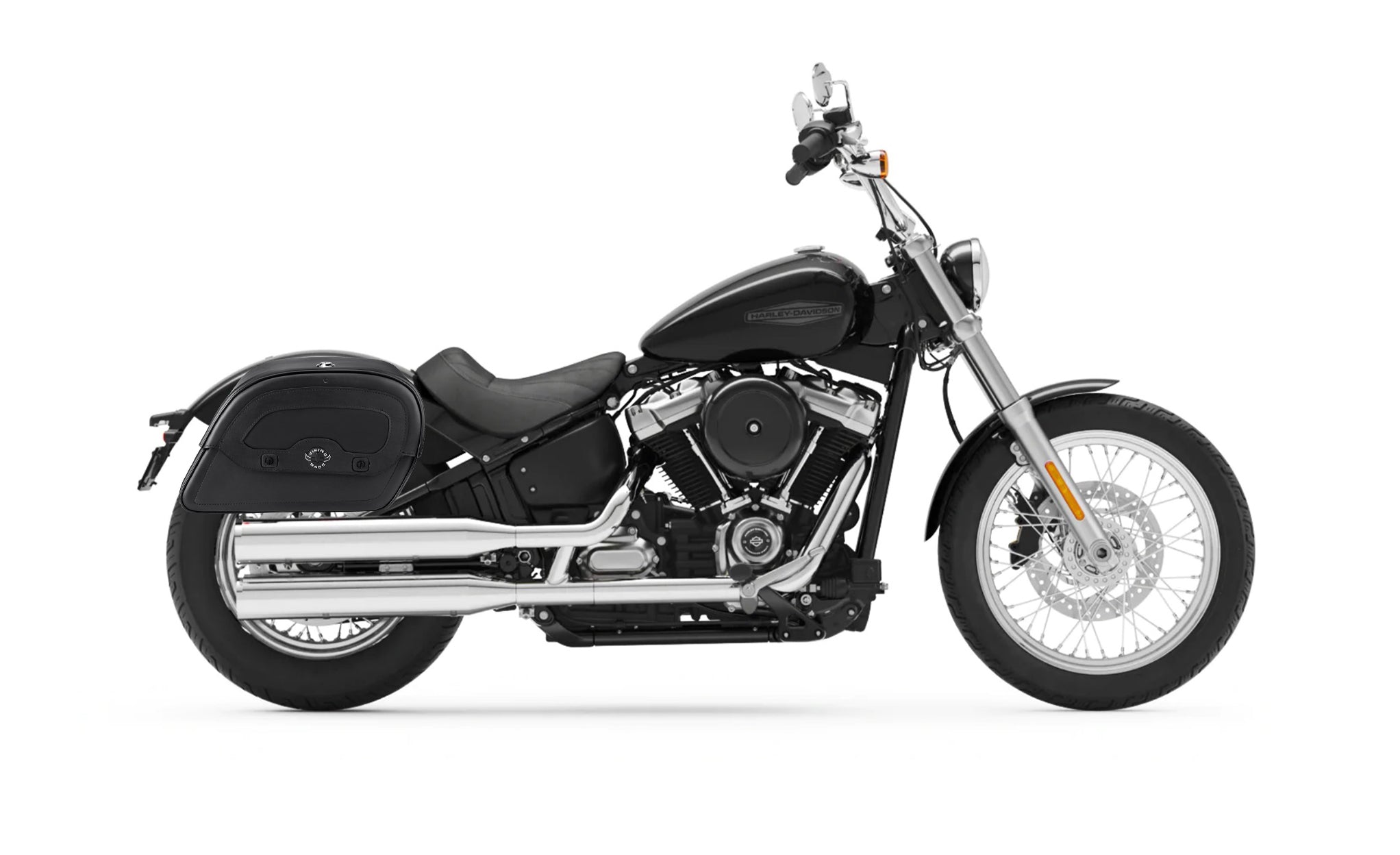 28L - Warrior Medium Quick-Mount Motorcycle Saddlebags For Harley Softail Standard FXST @expand