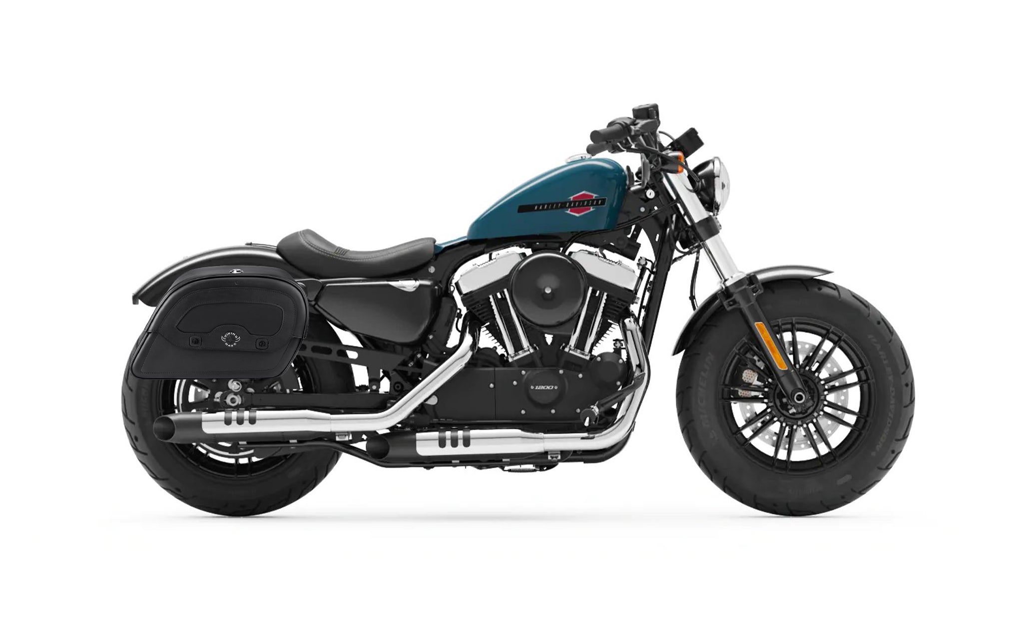 28L - Warrior Medium Quick-Mount Motorcycle Saddlebags For Harley Sportster Forty Eight 48 @expand