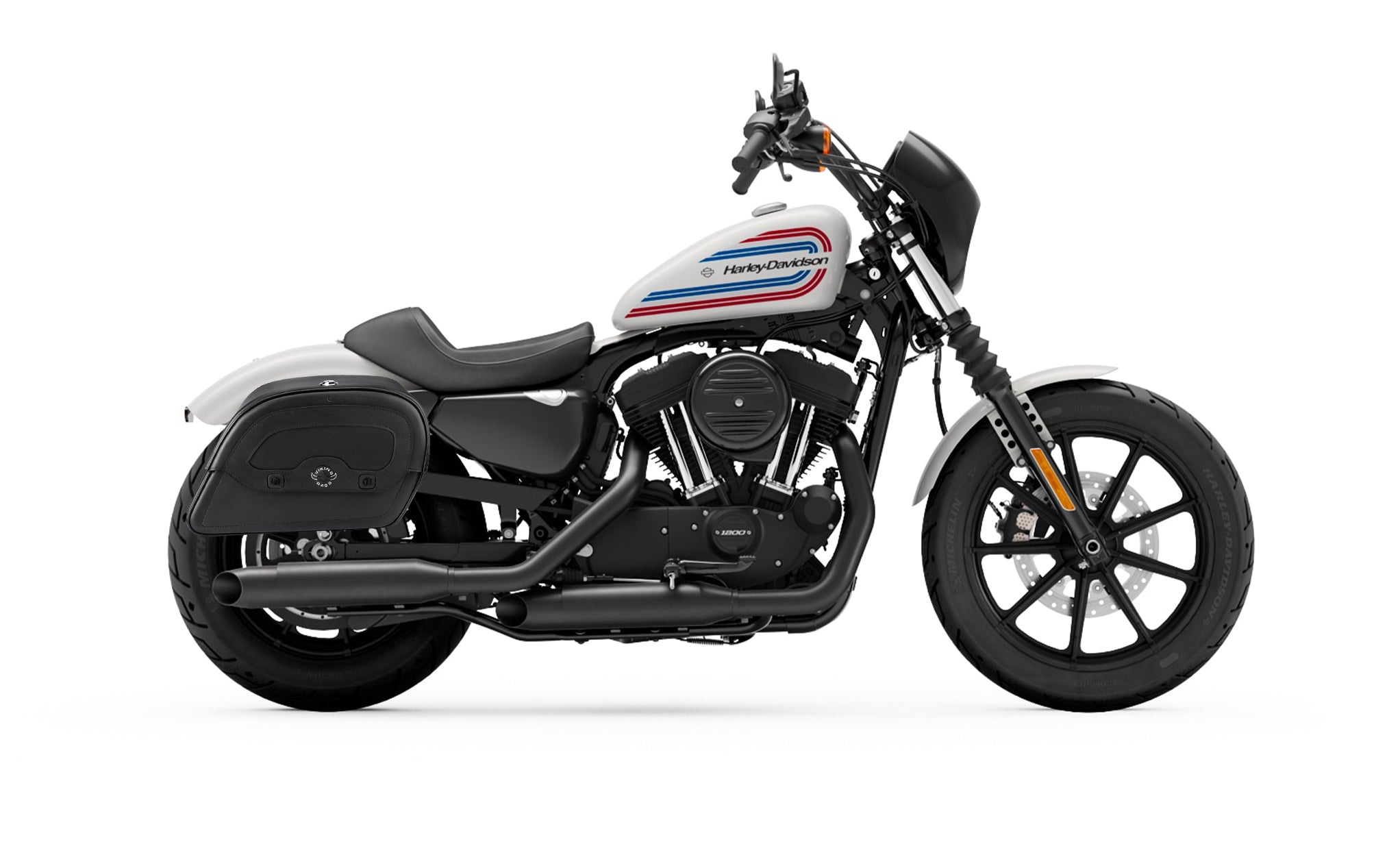 28L - Warrior Medium Quick-Mount Motorcycle Saddlebags For Harley Sportster Iron 1200 @expand
