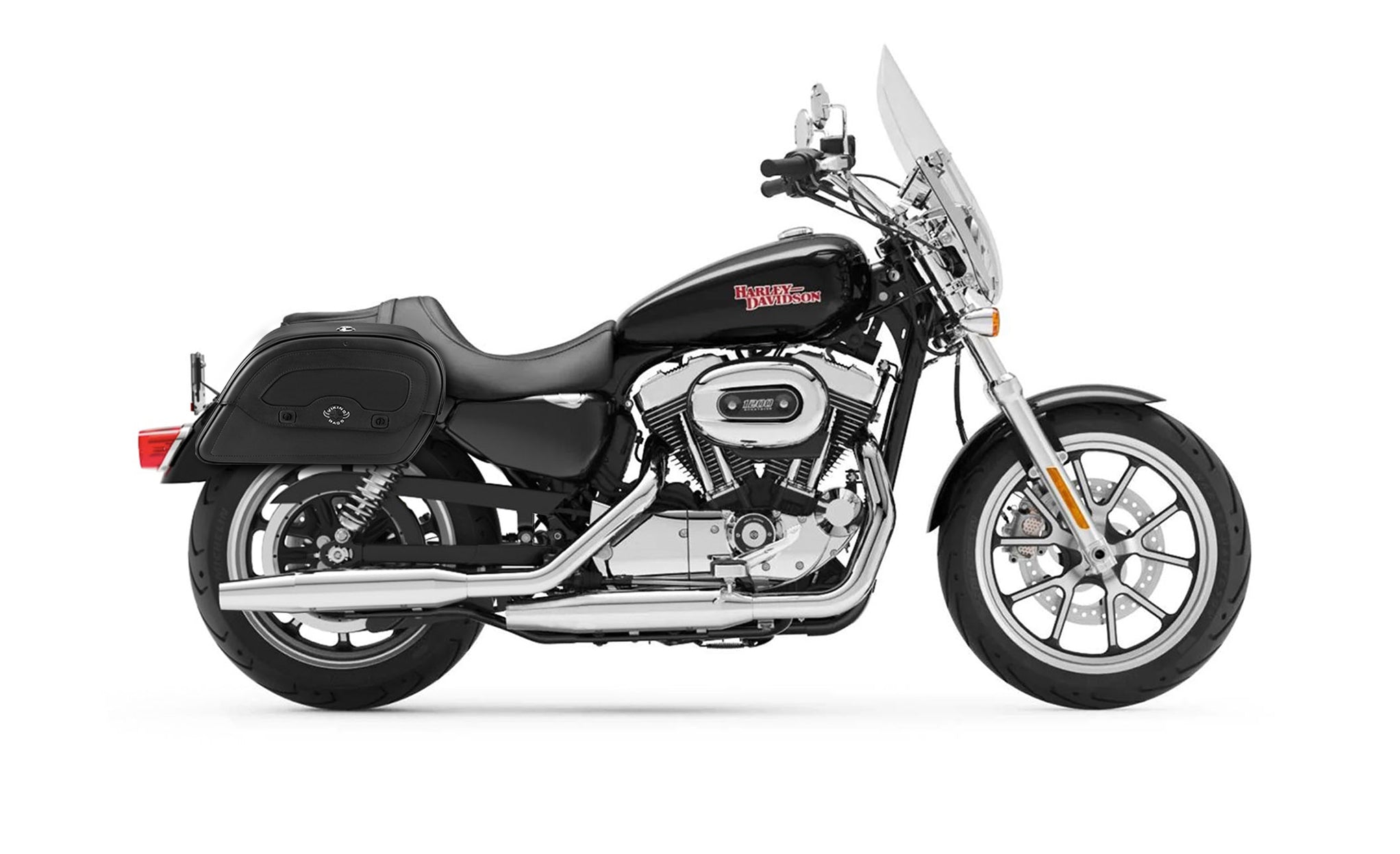 22L - Warrior Medium Quick-Mount Motorcycle Saddlebags For Harley Sportster Super Low 1200T @expand
