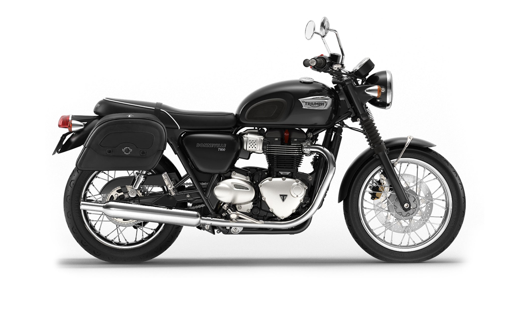 28L - Warrior Medium Quick-Mount Triumph Bonneville T100 Motorcycle Saddlebags @expand