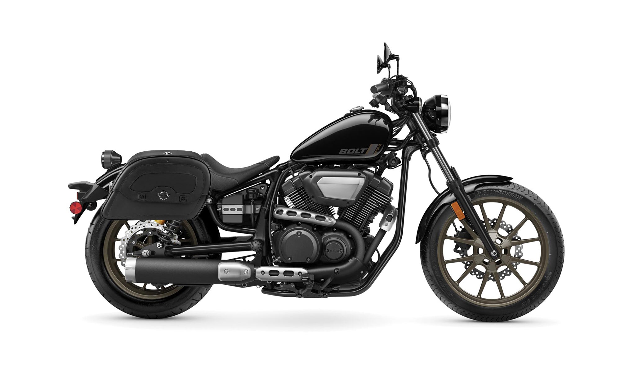 28L - Warrior Medium Quick-Mount Yamaha Bolt Specific Motorcycle Saddlebags @expand