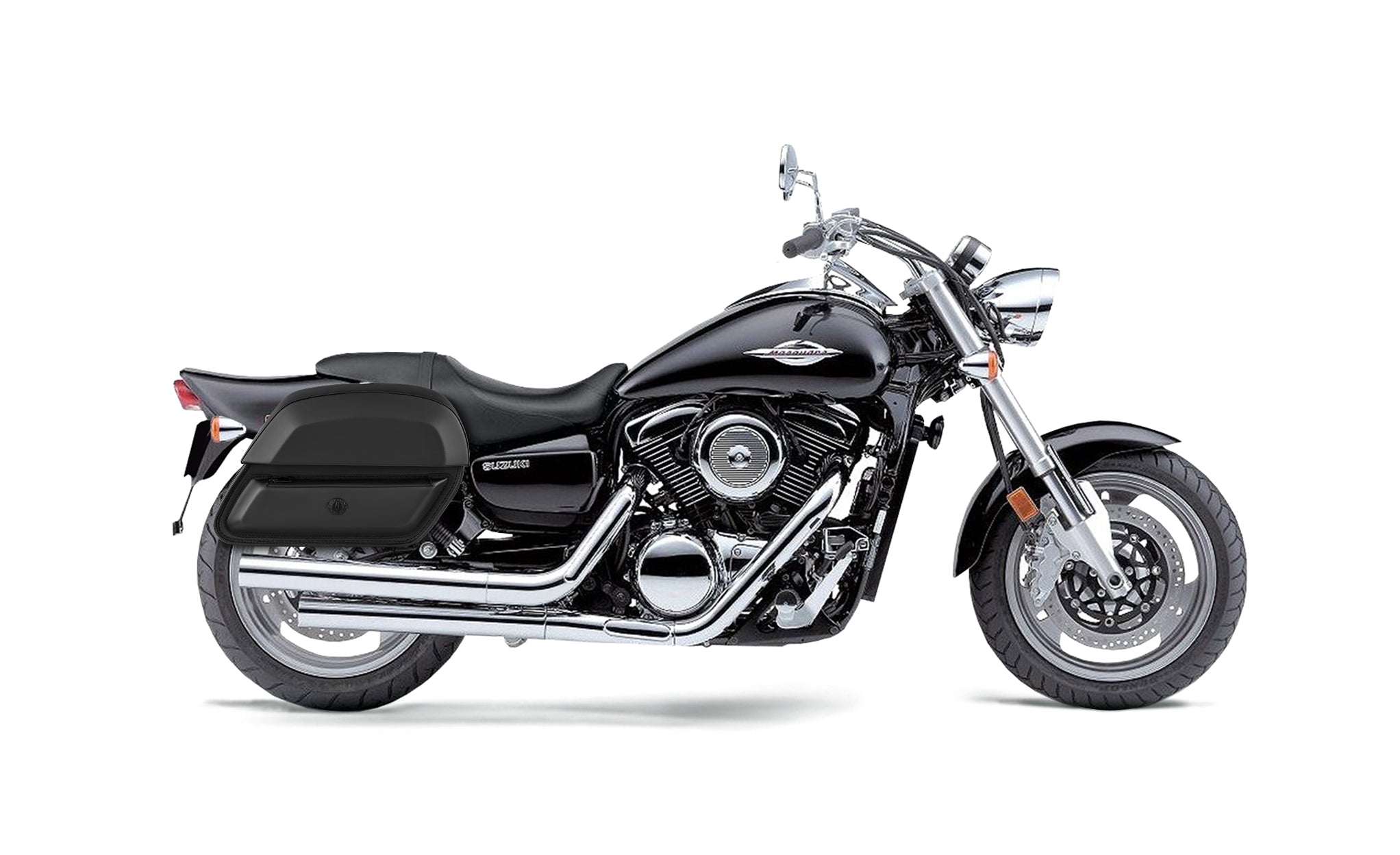 28L - Wraith Medium Boulevard M95 VZ1600 Leather Motorcycle Saddlebags BAG on Bike View @expand