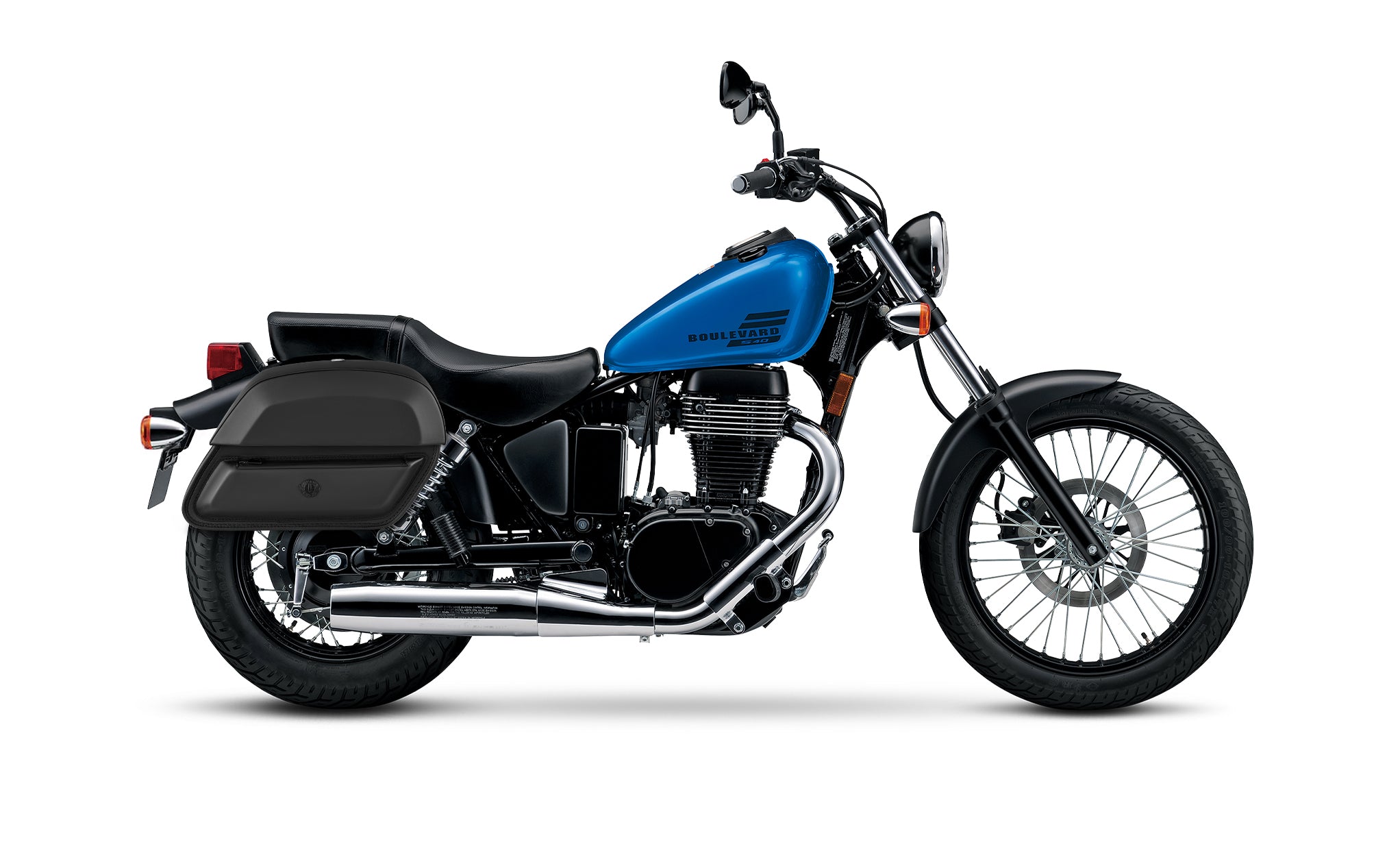28L - Wraith Medium Boulevard S40 Savage LS650 Leather Motorcycle Saddlebags BAG on Bike View @expand