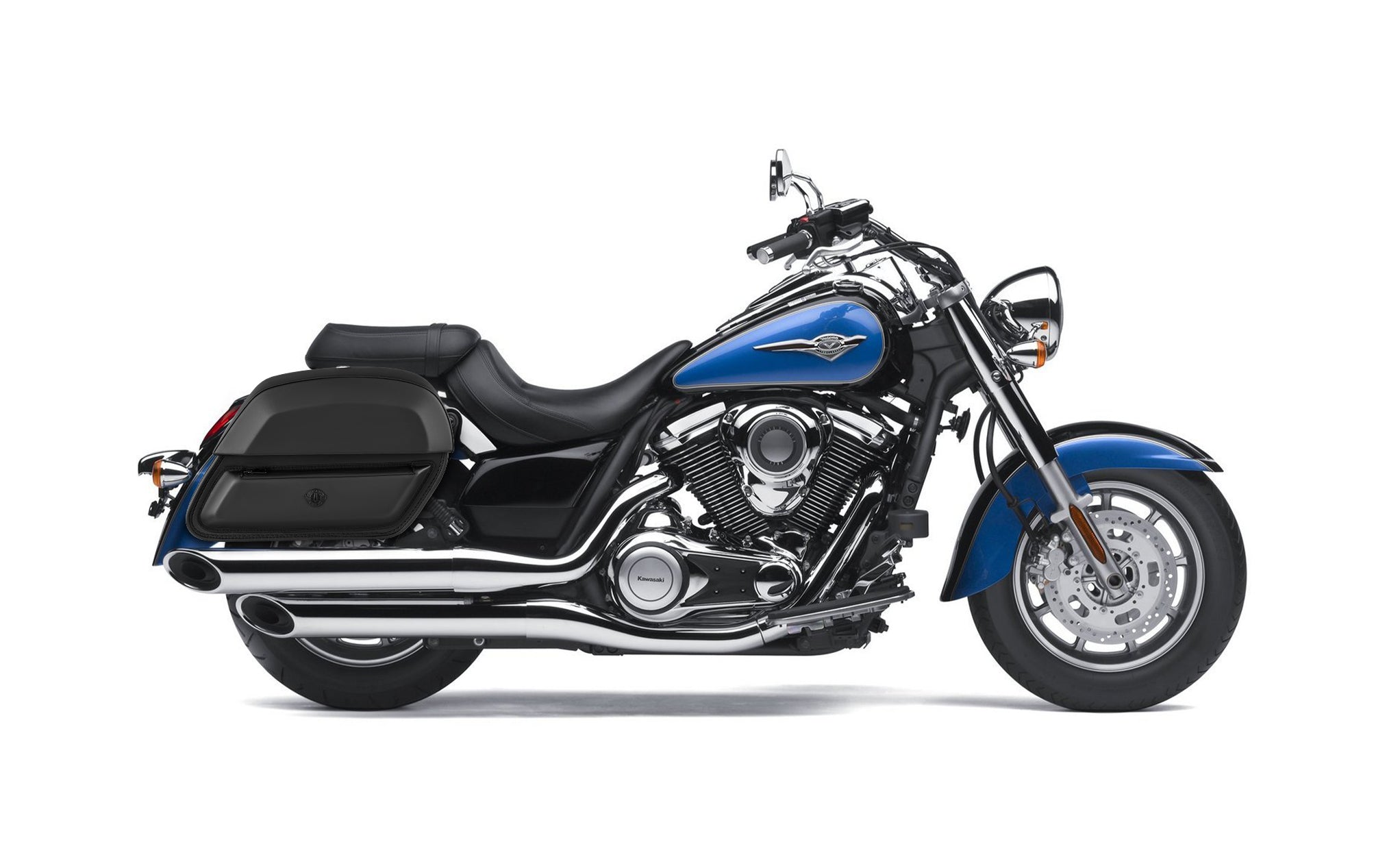 28L - Wraith Medium Kawasaki Vulcan 1700 Classic VN1700 Leather Motorcycle Saddlebags BAG on Bike View @expand