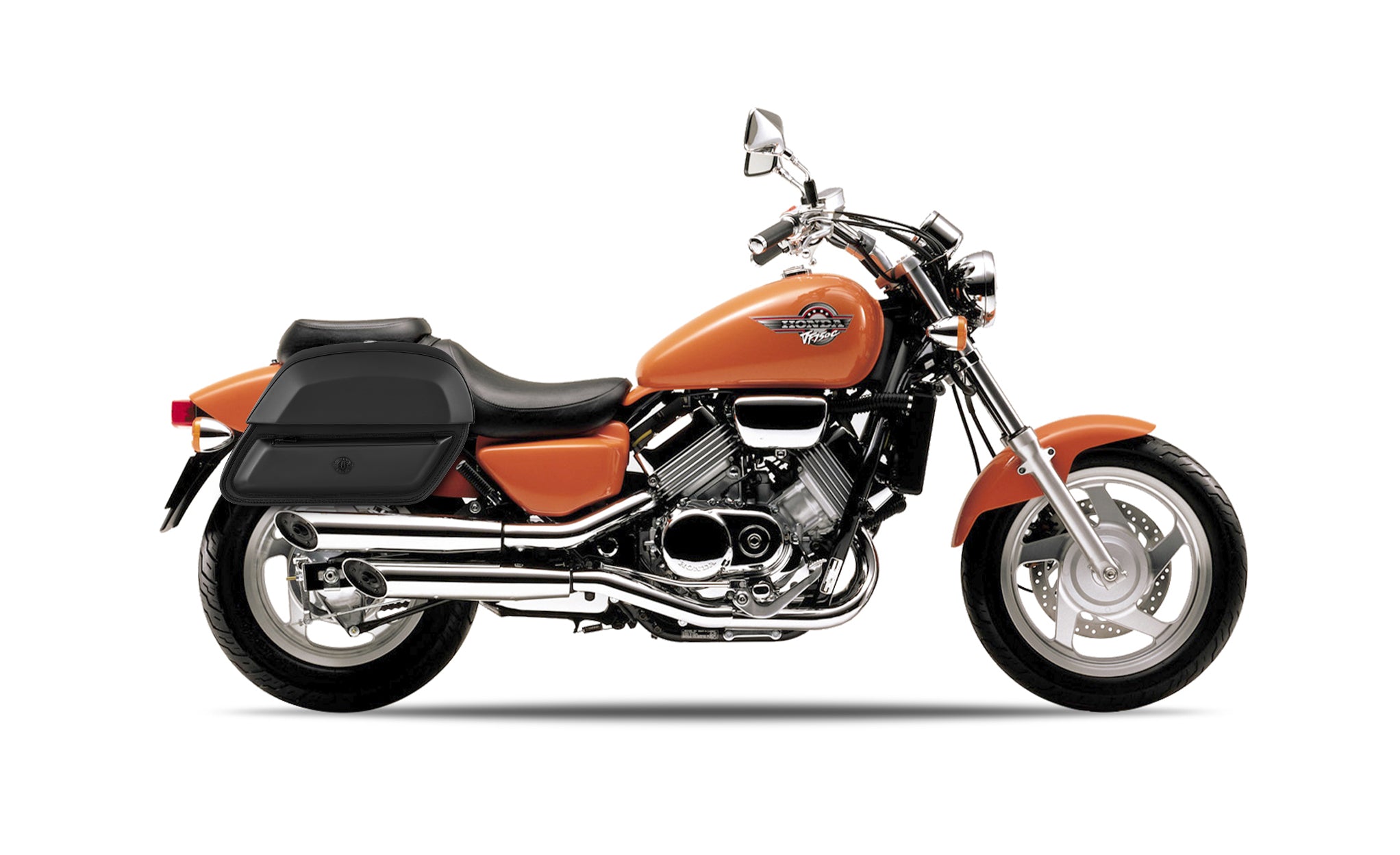 28L - Wraith Medium Magna 750 VF750C Leather Motorcycle Saddlebags BAG on Bike View @expand