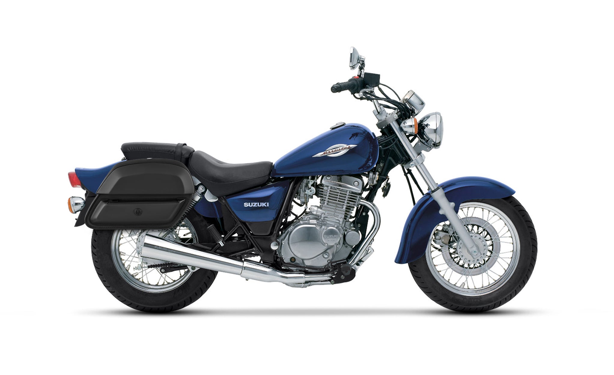 28L - Wraith Medium Marauder GZ250 Leather Motorcycle Saddlebags BAG on Bike View @expand