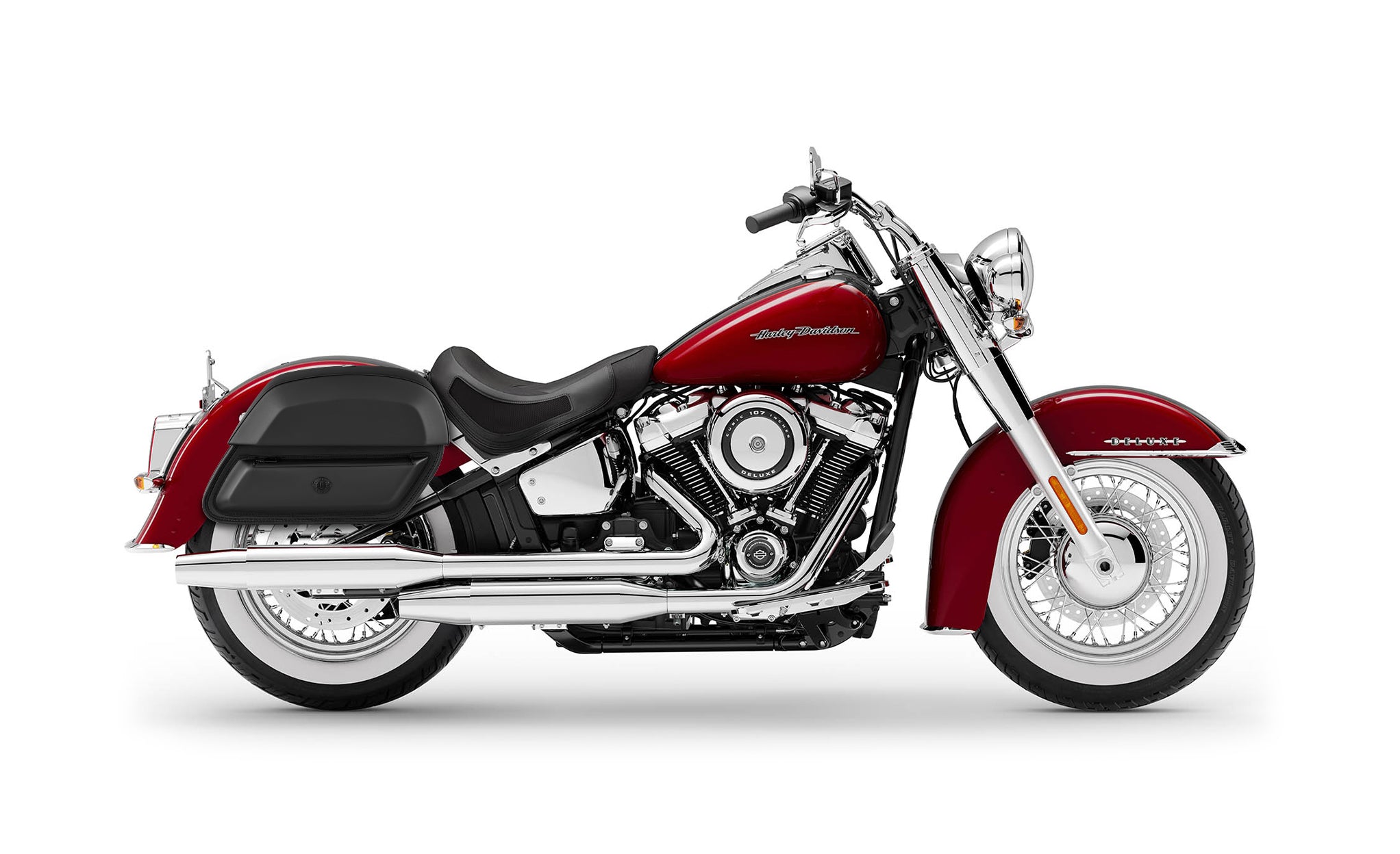28L - Pantheon Medium Quick-Mount Motorcycle Saddlebags For Harley Softail Deluxe FLDE @expand