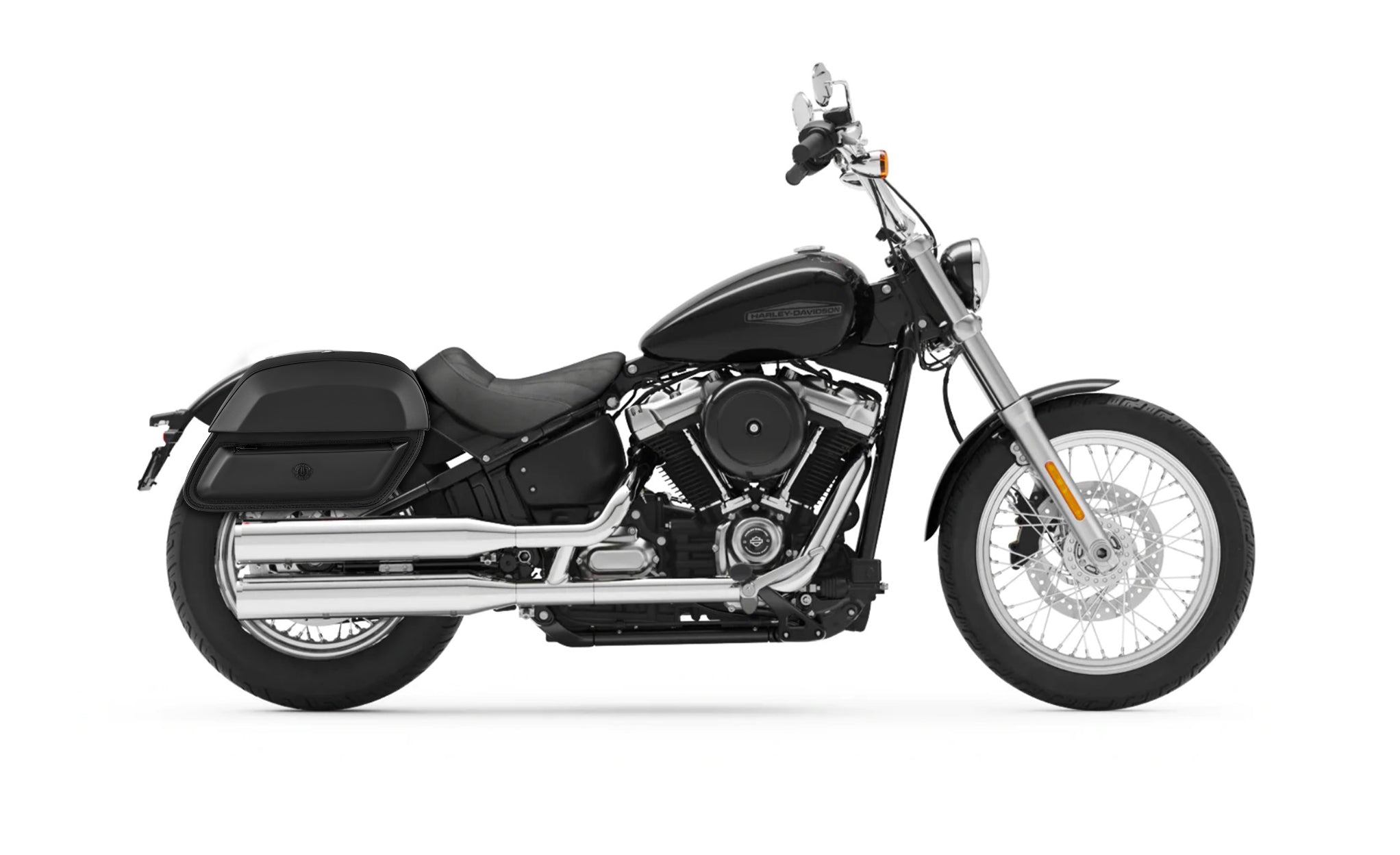 28L - Pantheon Medium Quick-Mount Motorcycle Saddlebags For Harley Softail Standard FXST @expand